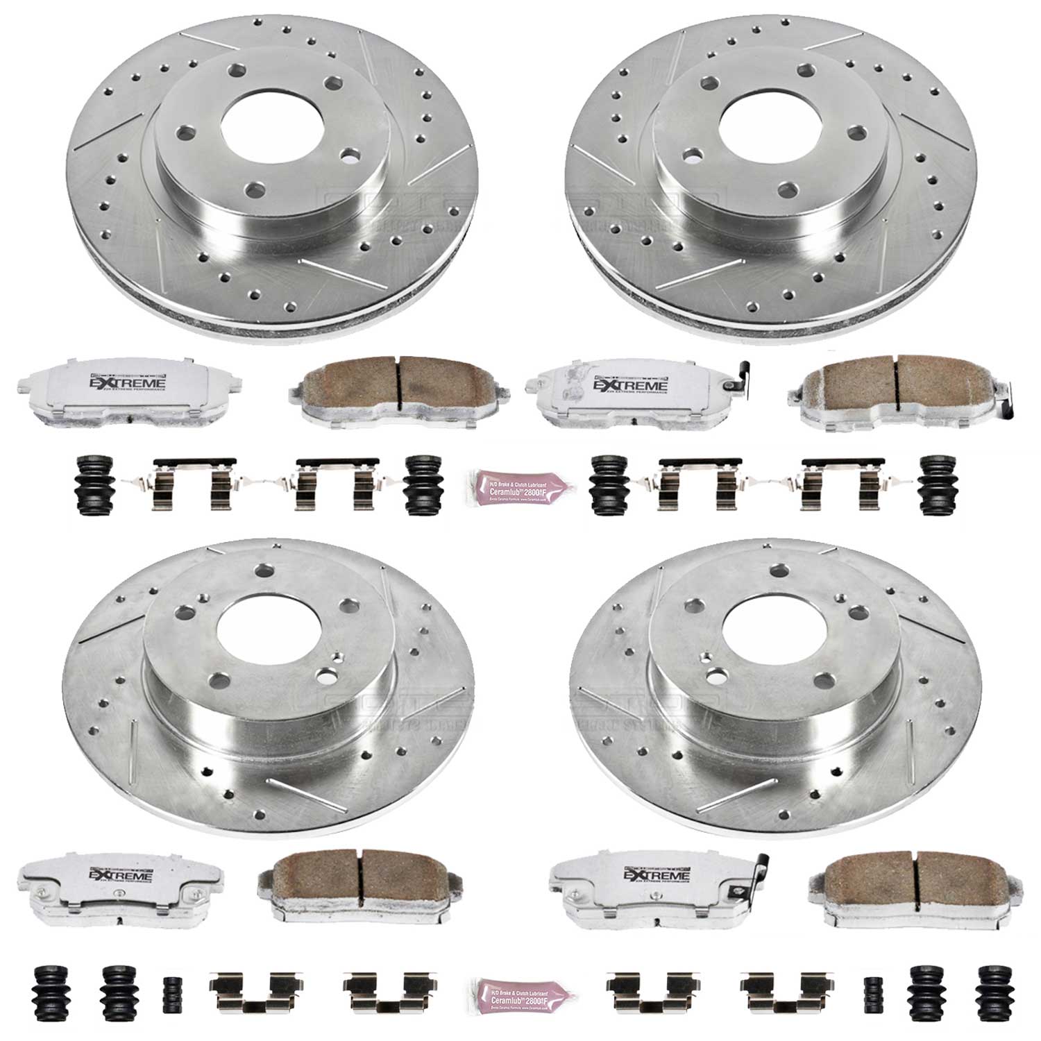 Power Stop K2703-26 Z26 Extreme Street Warrior 1-Click Brake Kit (Front And Rear) for 2001 INFINITI I30 product image