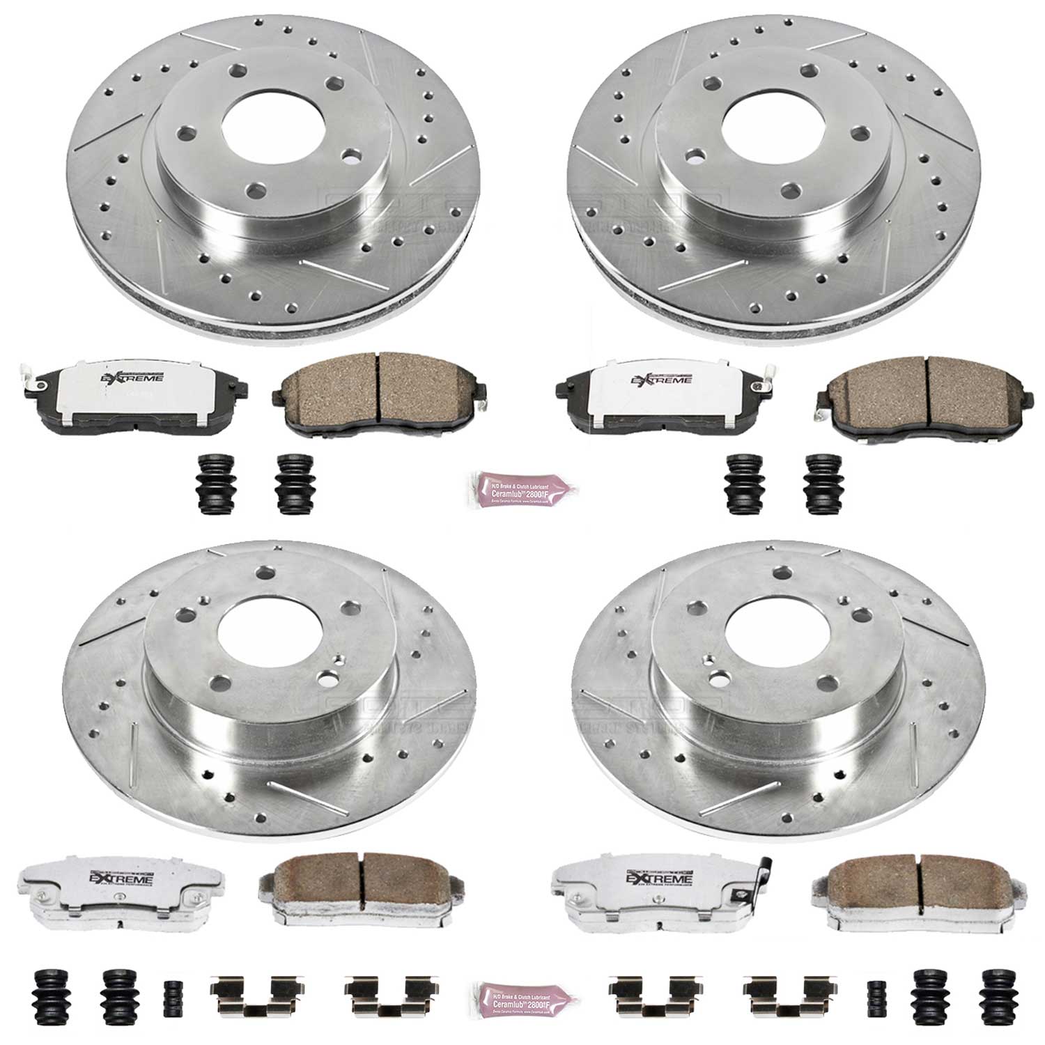 Power Stop K2705-26 Z26 Extreme Street Warrior 1-Click Brake Kit (Front And Rear) for 2001 Nissan Maxima product image