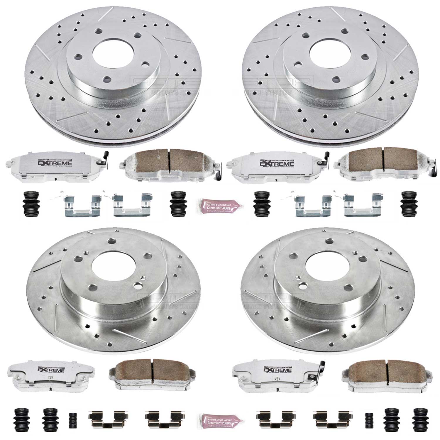 Power Stop K2706-26 Z26 Extreme Street Warrior 1-Click Brake Kit (Front And Rear) for 2002-2004 INFINITI I35 product image