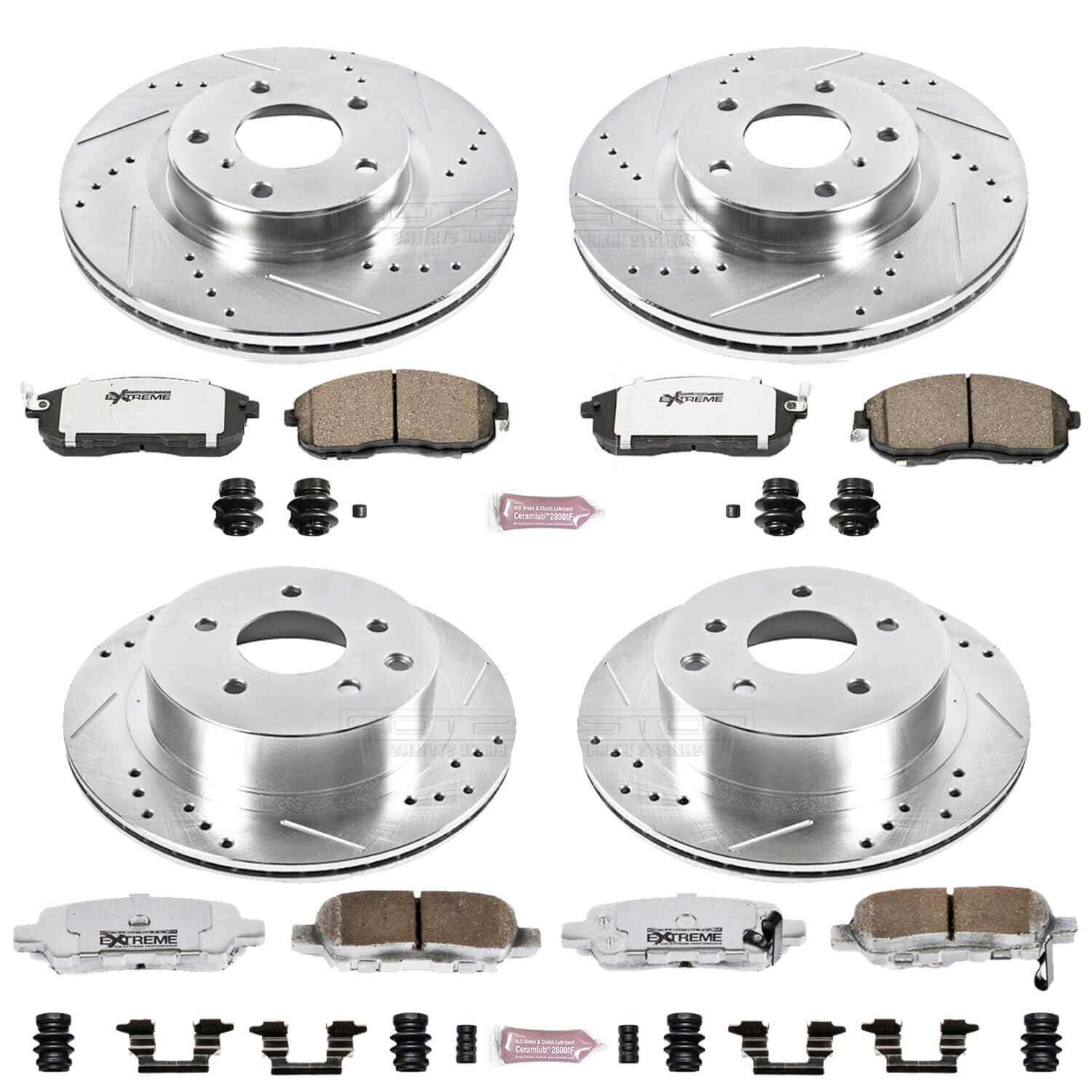 Power Stop K2710-26 Z26 Extreme Street Warrior 1-Click Brake Kit (Front And Rear) for 2003-2005 INFINITI G35 product image
