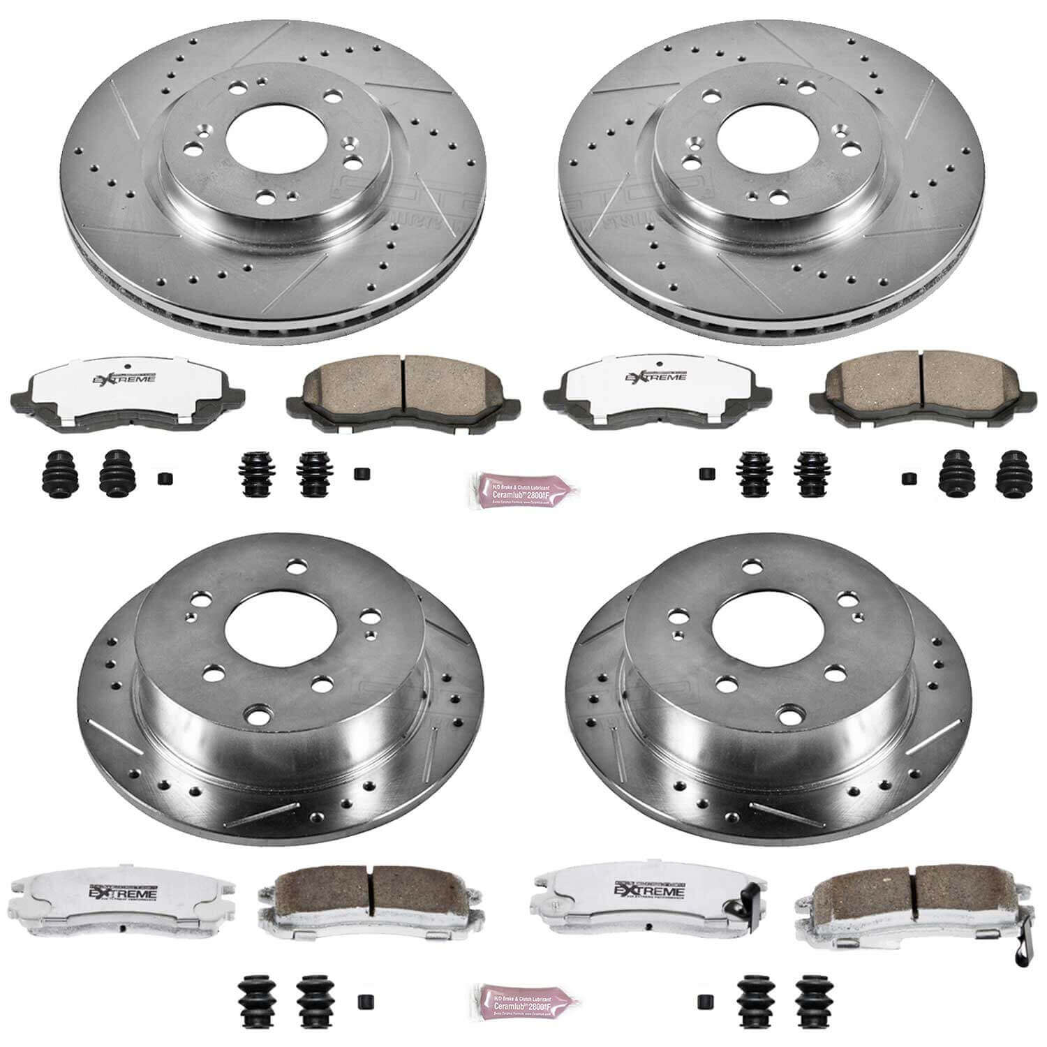 Power Stop K2711-26 Z26 Extreme Street Warrior 1-Click Brake Kit (Front And Rear) for 2004-2012 Mitsubishi Eclipse product image