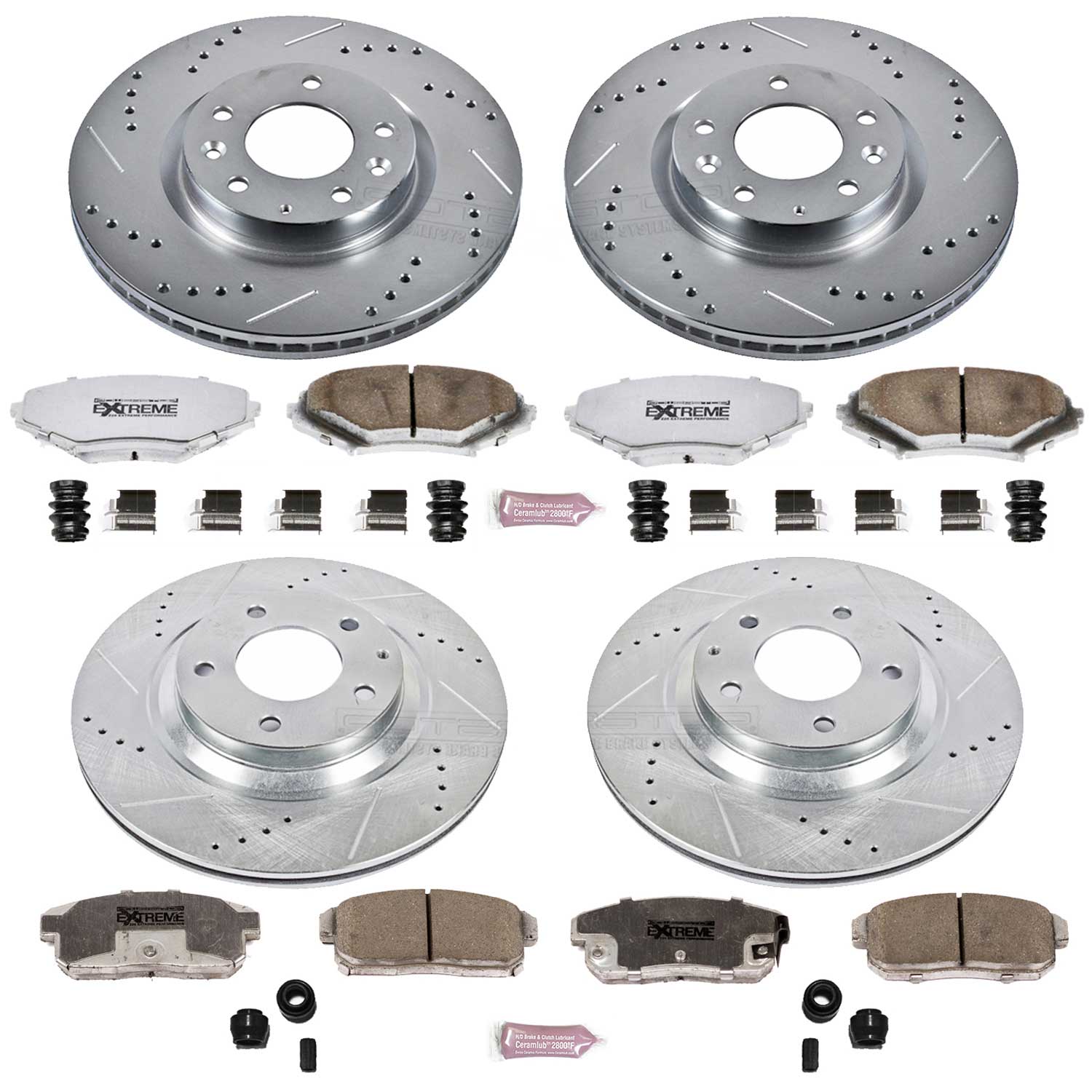 Power Stop K2725-26 Z26 Extreme Street Warrior 1-Click Brake Kit (Front And Rear) for 2004-2008 Mazda RX-8 product image