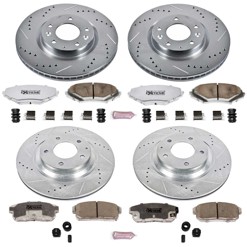 Power Stop K2725-26 Z26 Extreme Street Warrior 1-Click Brake Kit (Front And Rear) for 2004-2008 Mazda RX-8 product image