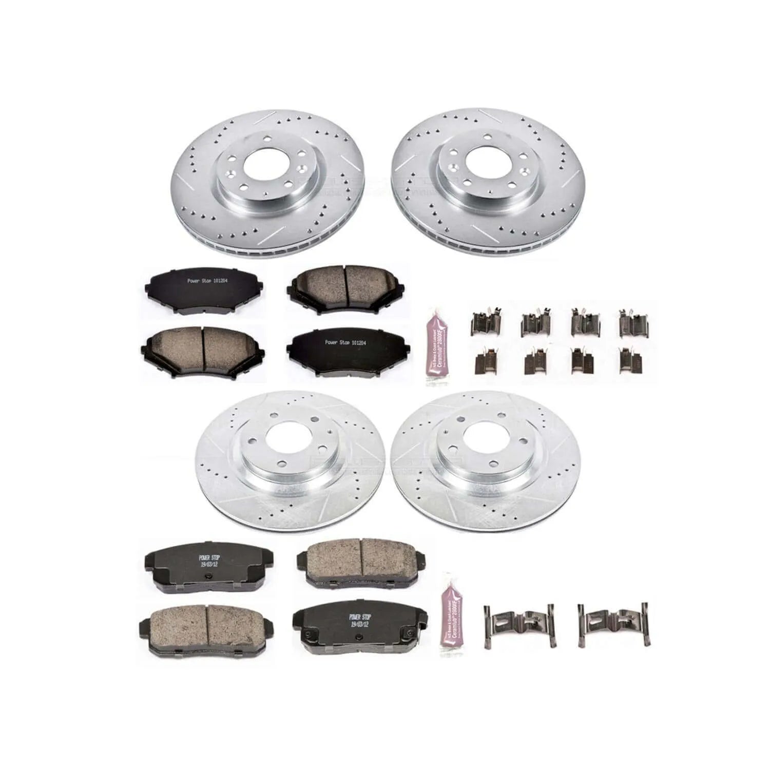 Power Stop K2725 - Z23 Evolution Sport Performance 1-Click Brake Kit With Hardware (Front And Rear)