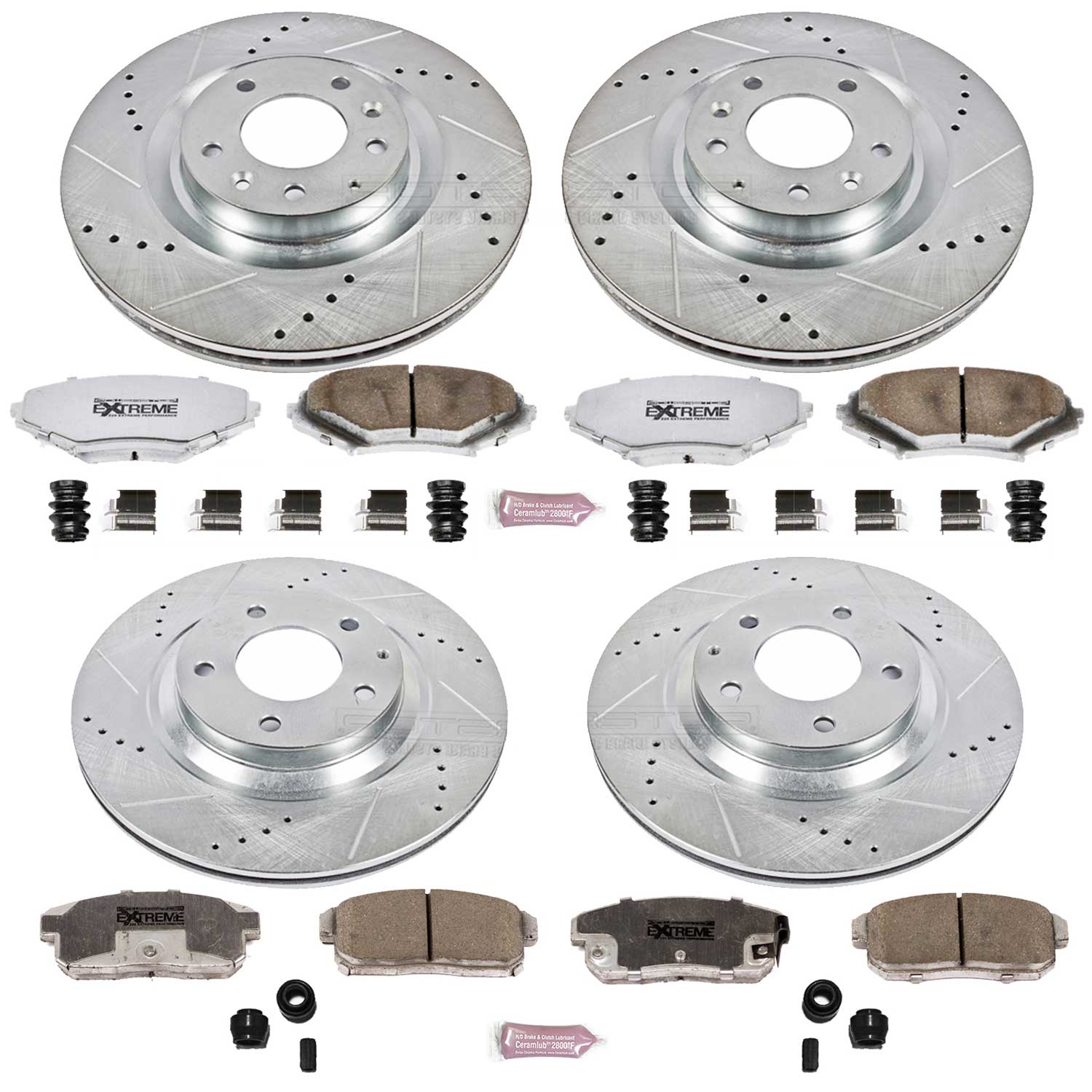 Power Stop K2727-26 Z26 Extreme Street Warrior 1-Click Brake Kit (Front And Rear) for 2004-2011 Mazda RX-8 product image