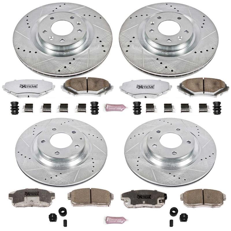 Power Stop K2727-26 Z26 Extreme Street Warrior 1-Click Brake Kit (Front And Rear) for 2004-2011 Mazda RX-8 product image