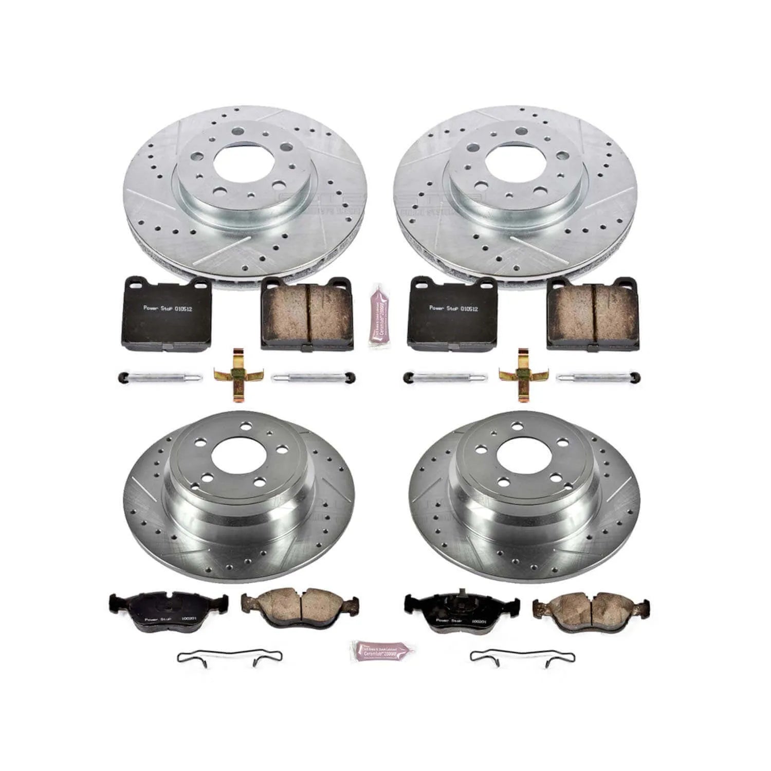 Power Stop K2728 - Z23 Evolution Sport Performance 1-Click Brake Kit With Hardware (Front And Rear)