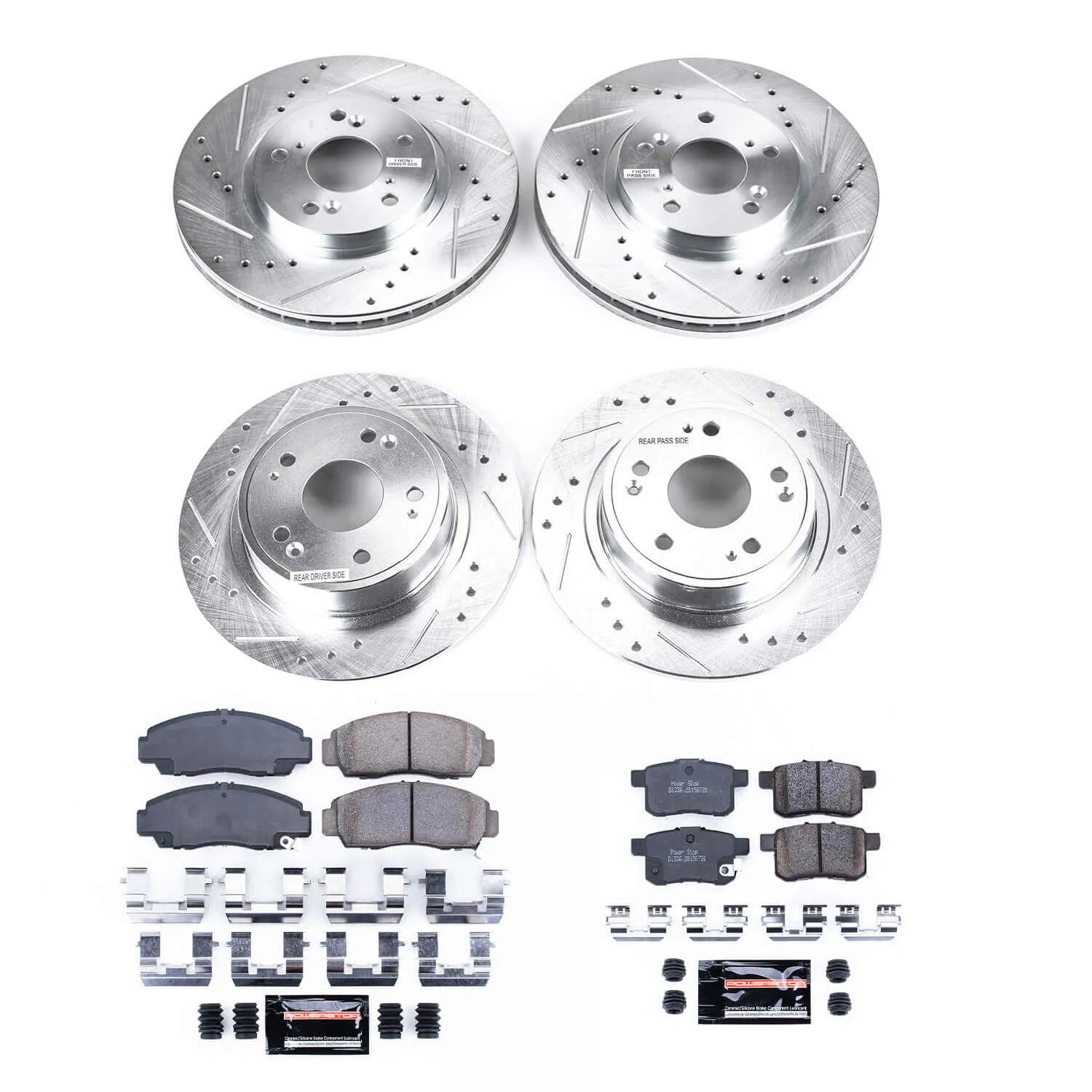 Power Stop K2742 - Z23 Evolution Sport Performance 1-Click Brake Kit With Hardware (Front And Rear)