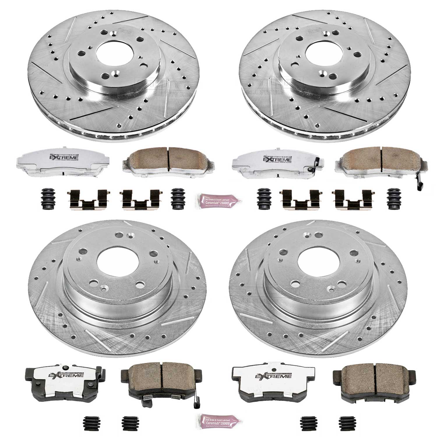 Power Stop K2743-26 Z26 Extreme Street Warrior 1-Click Brake Kit (Front And Rear) for 2006-2007 Honda Accord Sedan (4 Door) product image