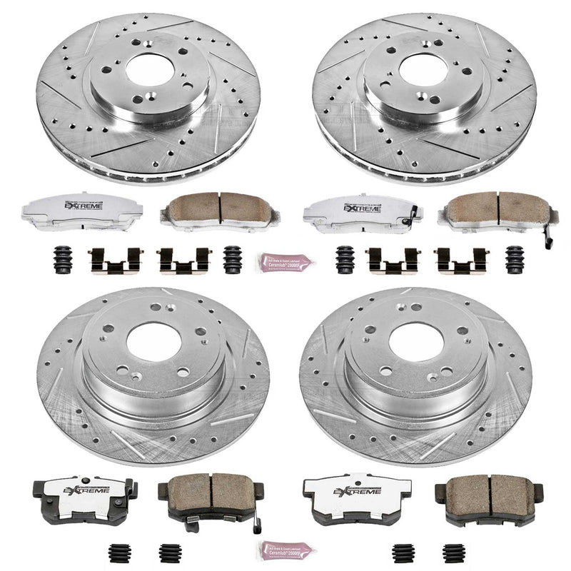 Power Stop K2743-26 Z26 Extreme Street Warrior 1-Click Brake Kit (Front And Rear) for 2006-2007 Honda Accord Sedan (4 Door) product image