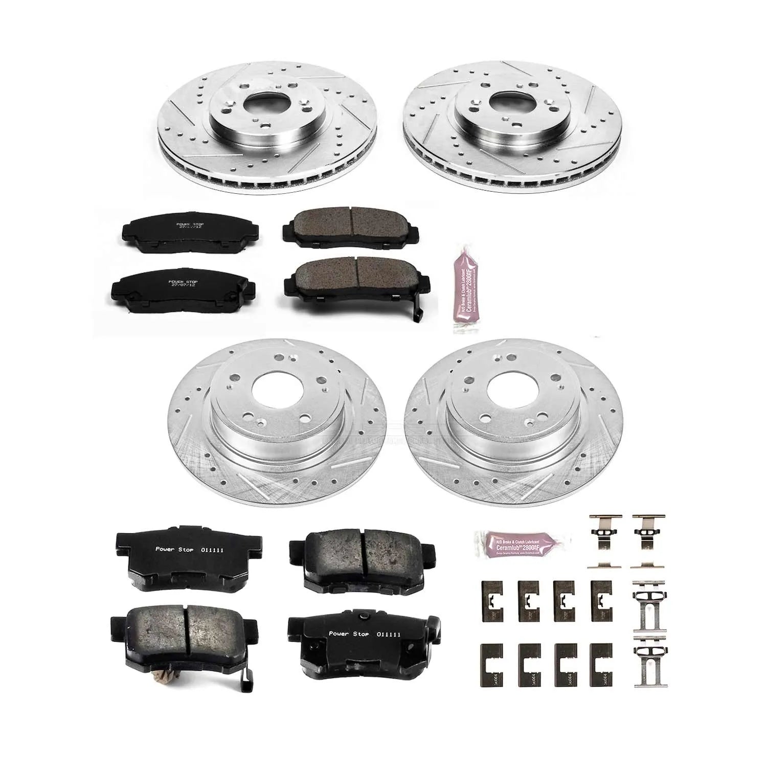Power Stop K2743 - Z23 Evolution Sport Performance 1-Click Brake Kit With Hardware (Front And Rear)