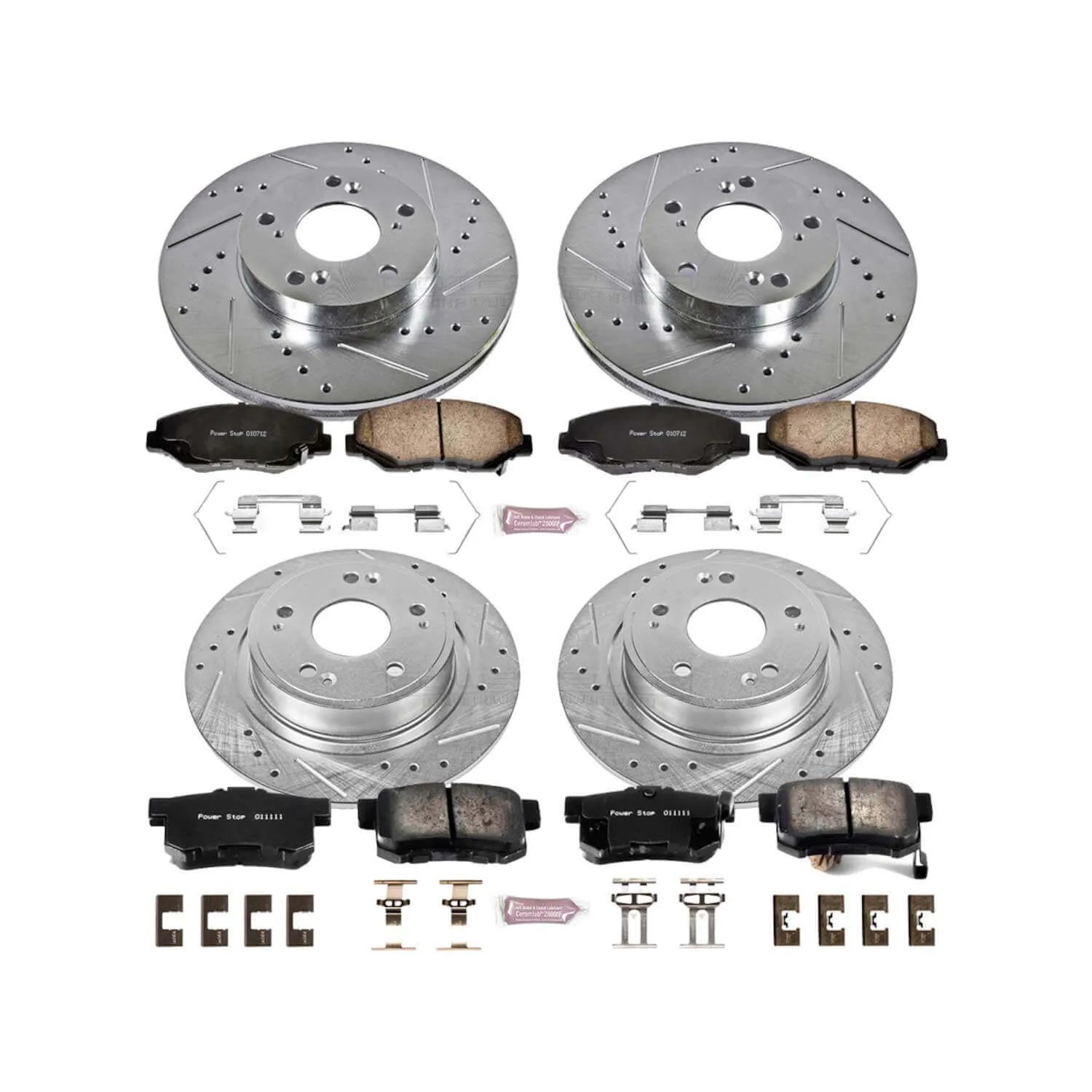 Power Stop K2745 - Z23 Evolution Sport Performance 1-Click Brake Kit With Hardware (Front And Rear)
