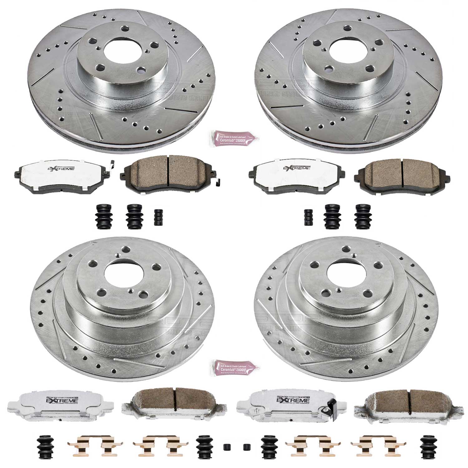 Power Stop K2748-26 Z26 Extreme Street Warrior 1-Click Brake Kit (Front And Rear) for 2004-2006 Subaru Baja Turbo product image