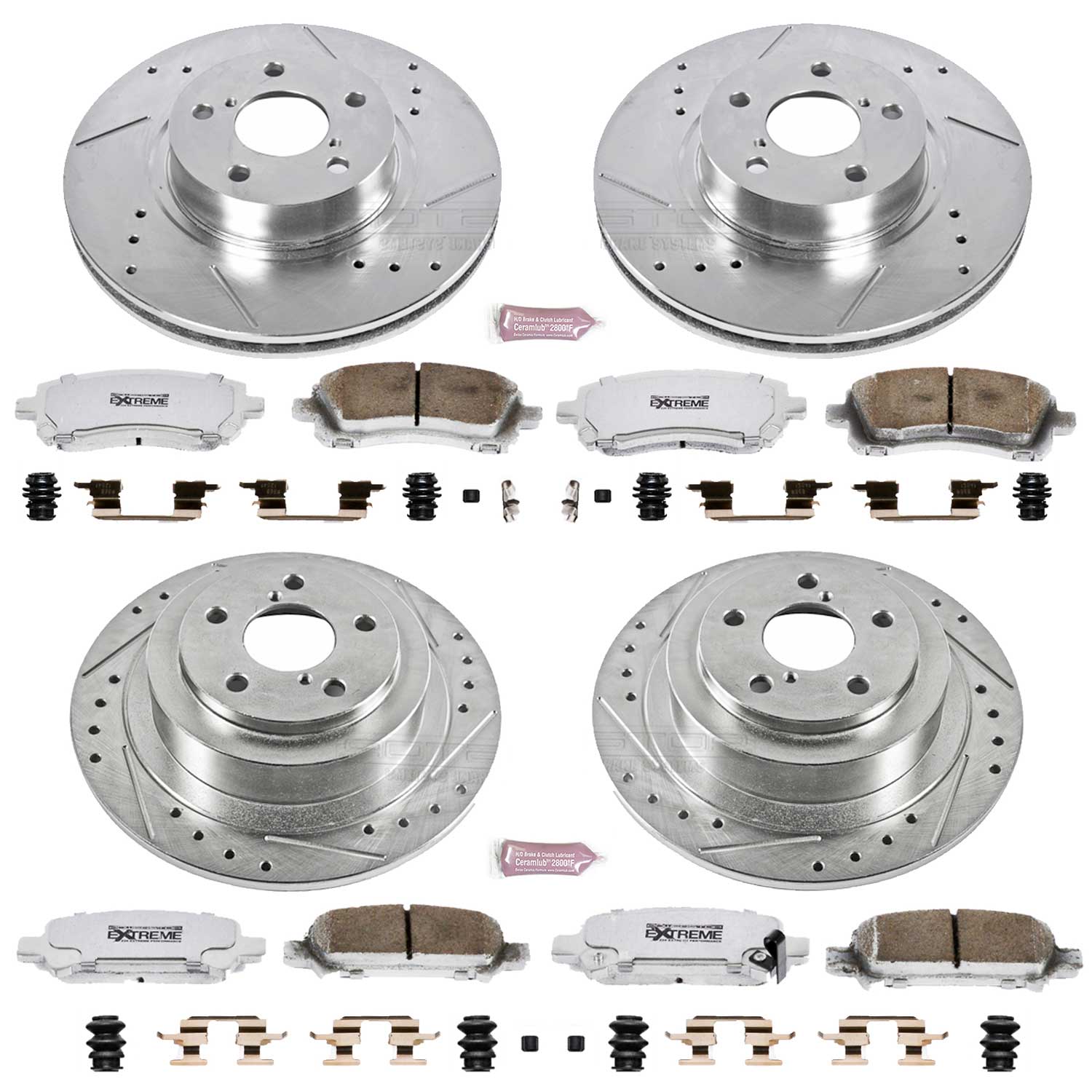 Power Stop K2749-26 Z26 Extreme Street Warrior 1-Click Brake Kit (Front And Rear) for 2000-2002 Subaru Legacy - product image
