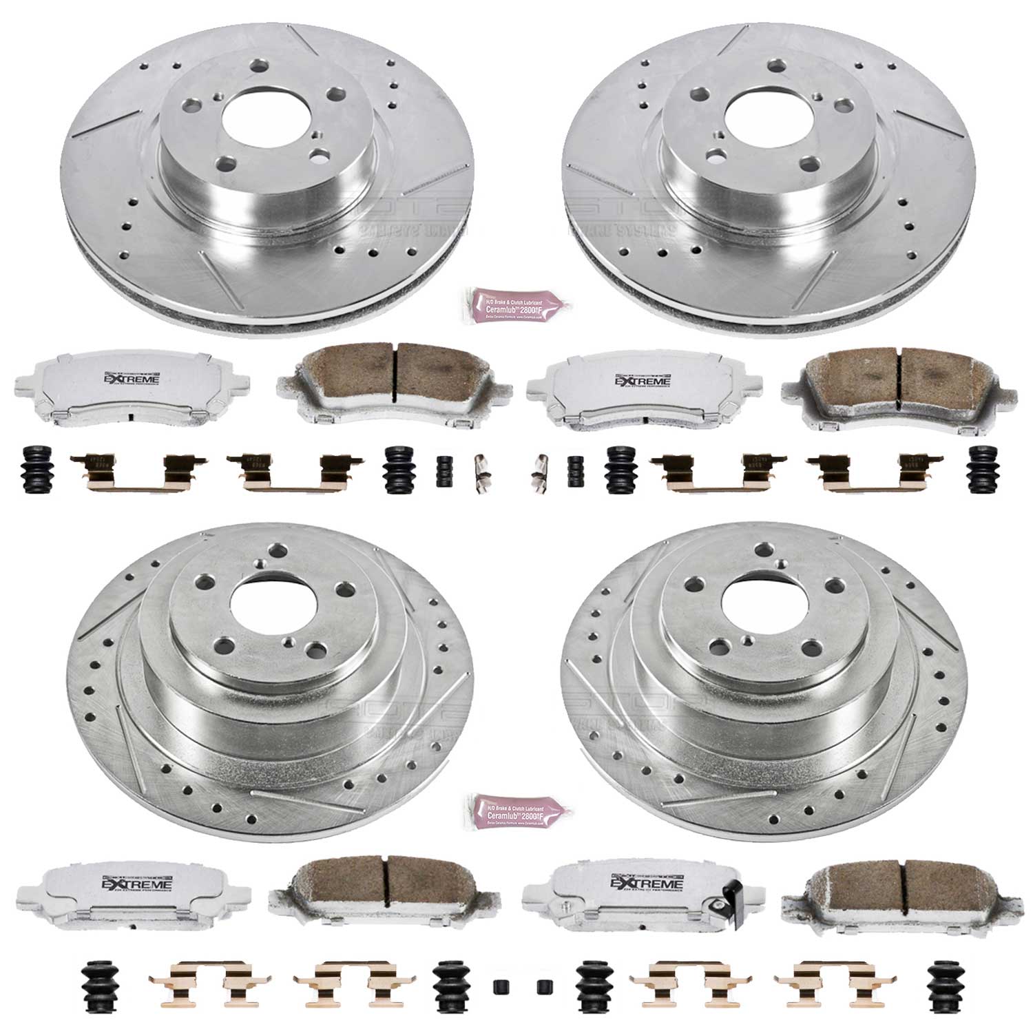Power Stop K2750-26 Z26 Extreme Street Warrior 1-Click Brake Kit (Front And Rear) for 2002-2004 Subaru Legacy product image