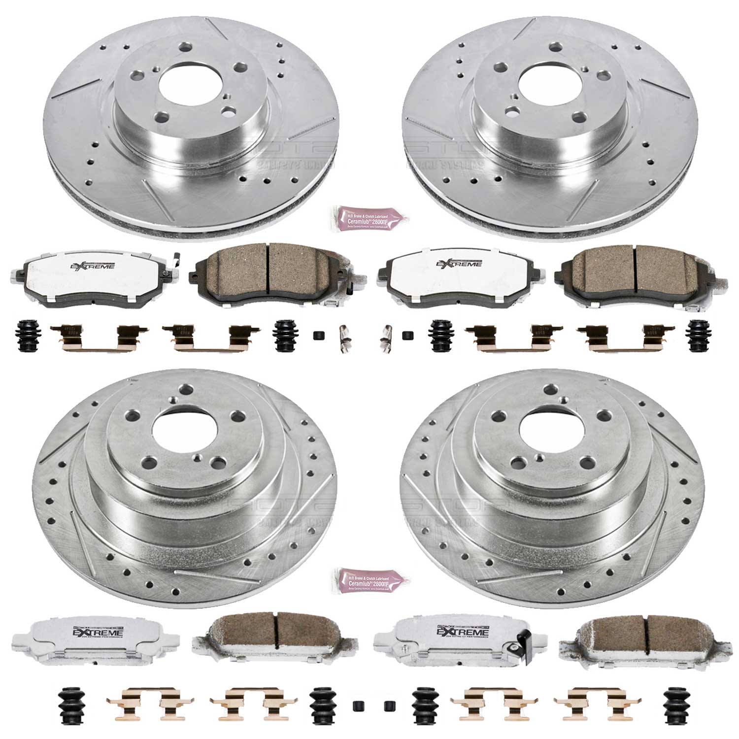 Power Stop K2752-26 Z26 Extreme Street Warrior 1-Click Brake Kit (Front And Rear) for 2001-2002 Subaru Legacy product image