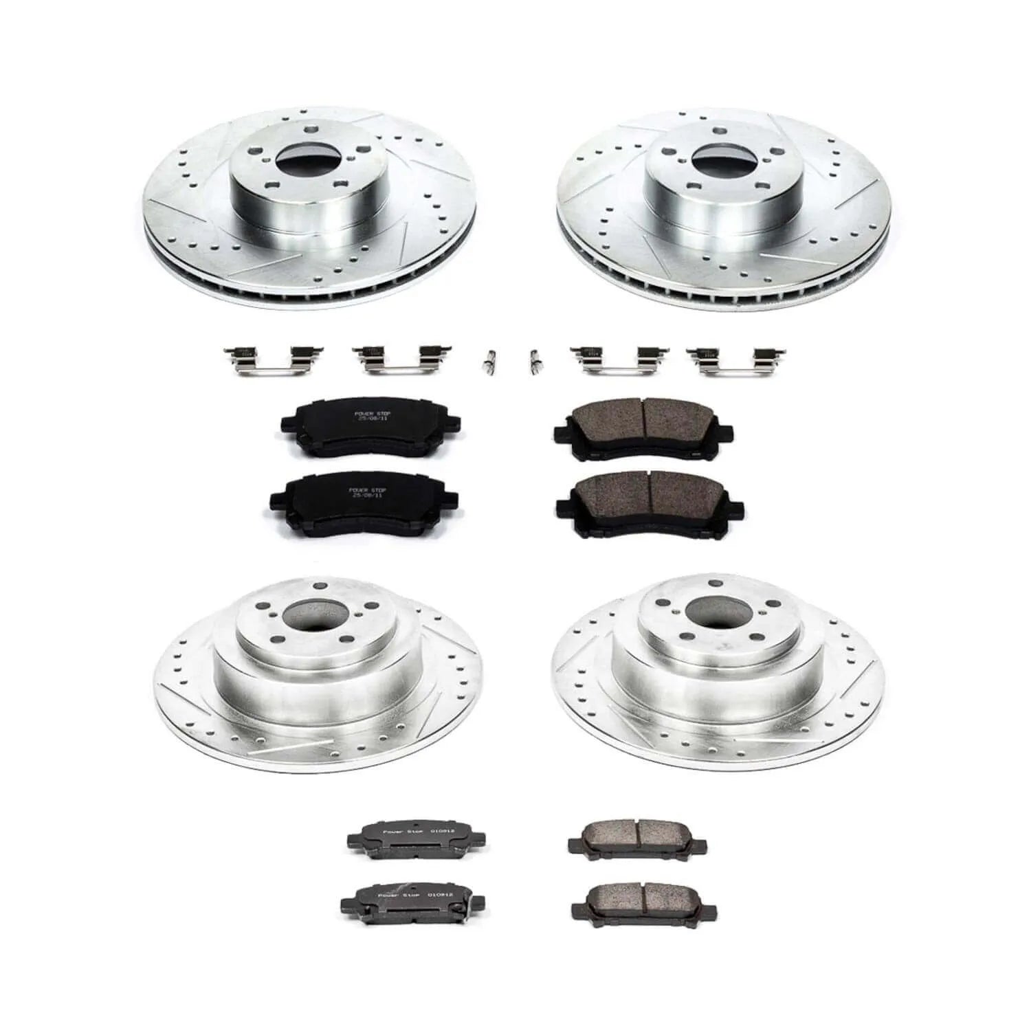Power Stop K2752 - Z23 Evolution Sport Performance 1-Click Brake Kit With Hardware (Front And Rear)