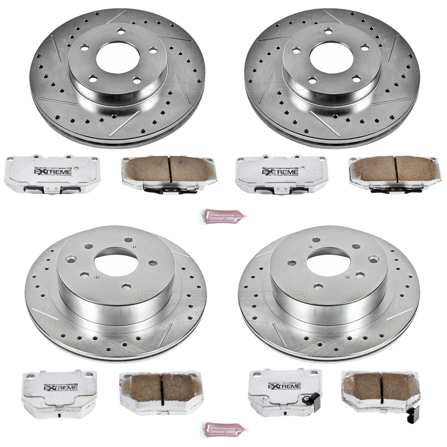 Power Stop K2753-26 Z26 Extreme Street Warrior 1-Click Brake Kit (Front And Rear) for 1989-1990 Nissan 300ZX product image
