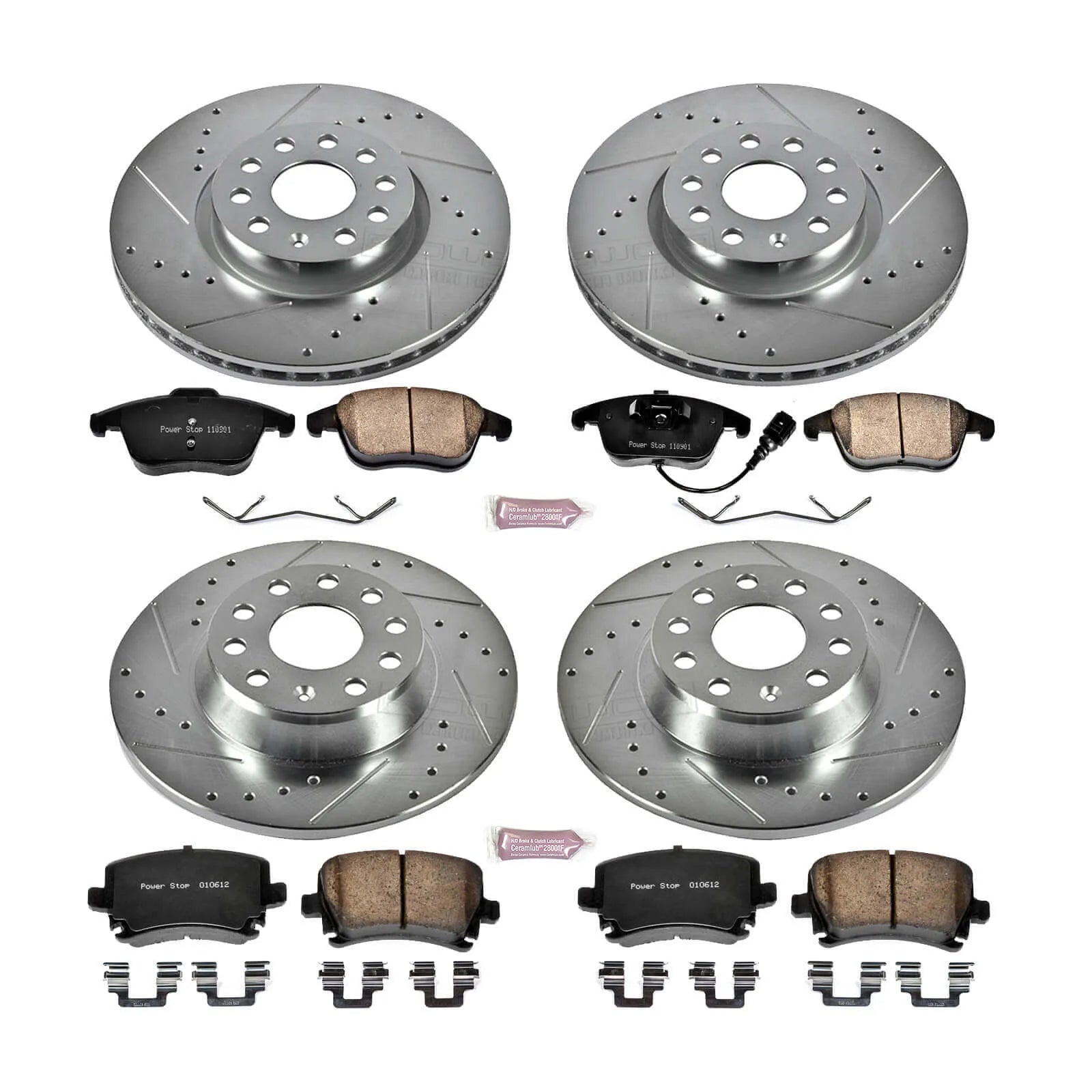 Power Stop K2757 - Z23 Evolution Sport Performance 1-Click Brake Kit With Hardware (Front And Rear)