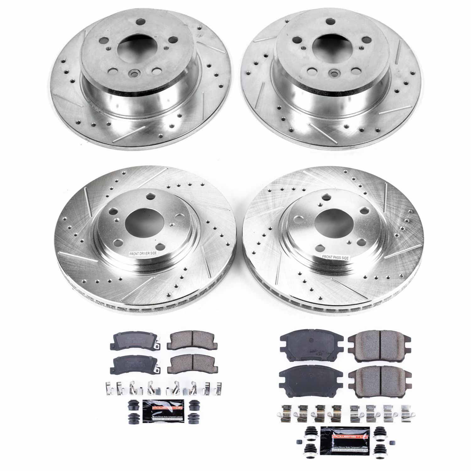 Power Stop K2775 - Z23 Evolution Sport Performance 1-Click Brake Kit With Hardware (Front And Rear)