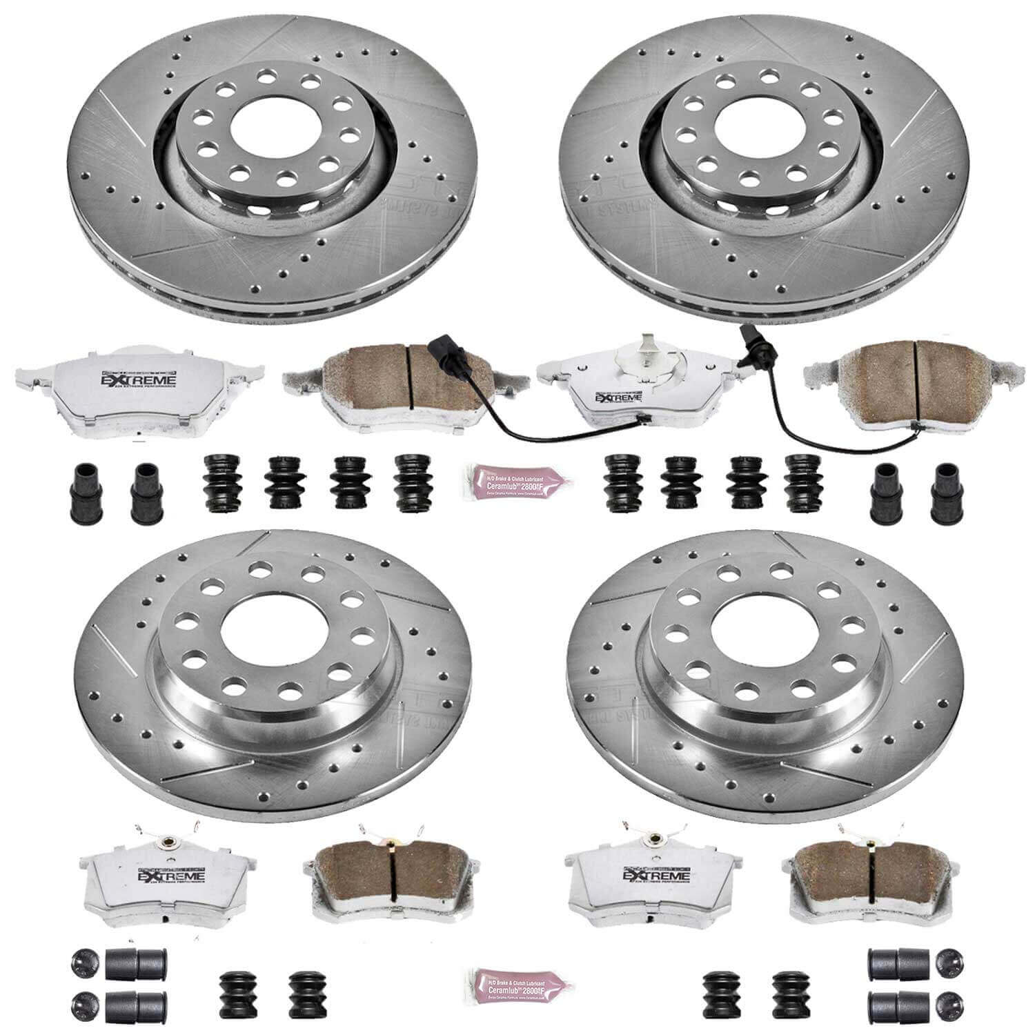 Power Stop K2777-26 Z26 Extreme Street Warrior 1-Click Brake Kit (Front And Rear) for 2002-2006 Audi A4 product image