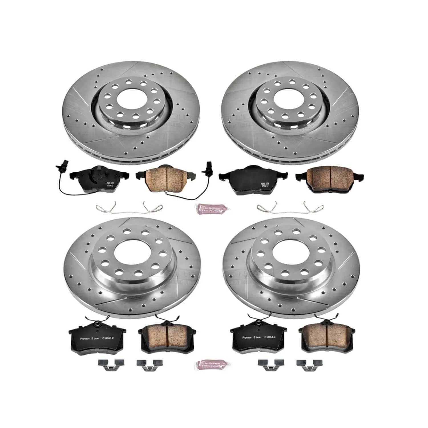 Power Stop K2777 - Z23 Evolution Sport Performance 1-Click Brake Kit With Hardware (Front And Rear)
