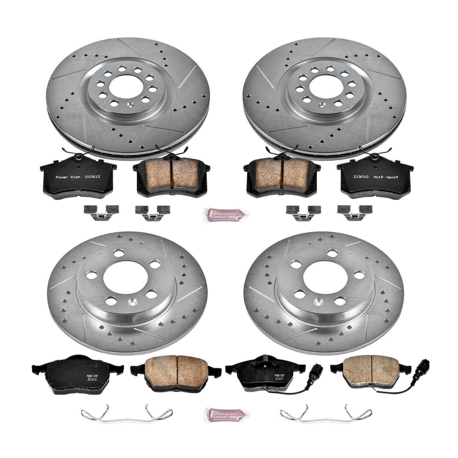 Power Stop K2795 - Z23 Evolution Sport Performance 1-Click Brake Kit With Hardware (Front And Rear)