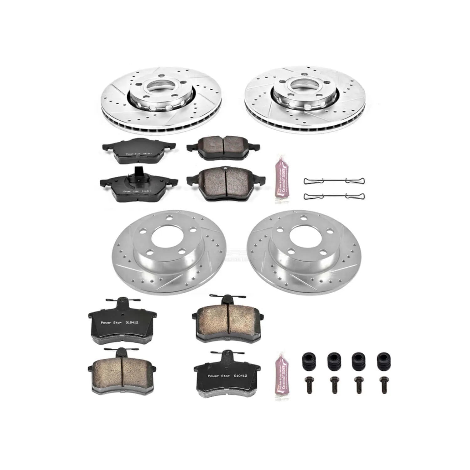 Power Stop K2799 - Z23 Evolution Sport Performance 1-Click Brake Kit With Hardware (Front And Rear)