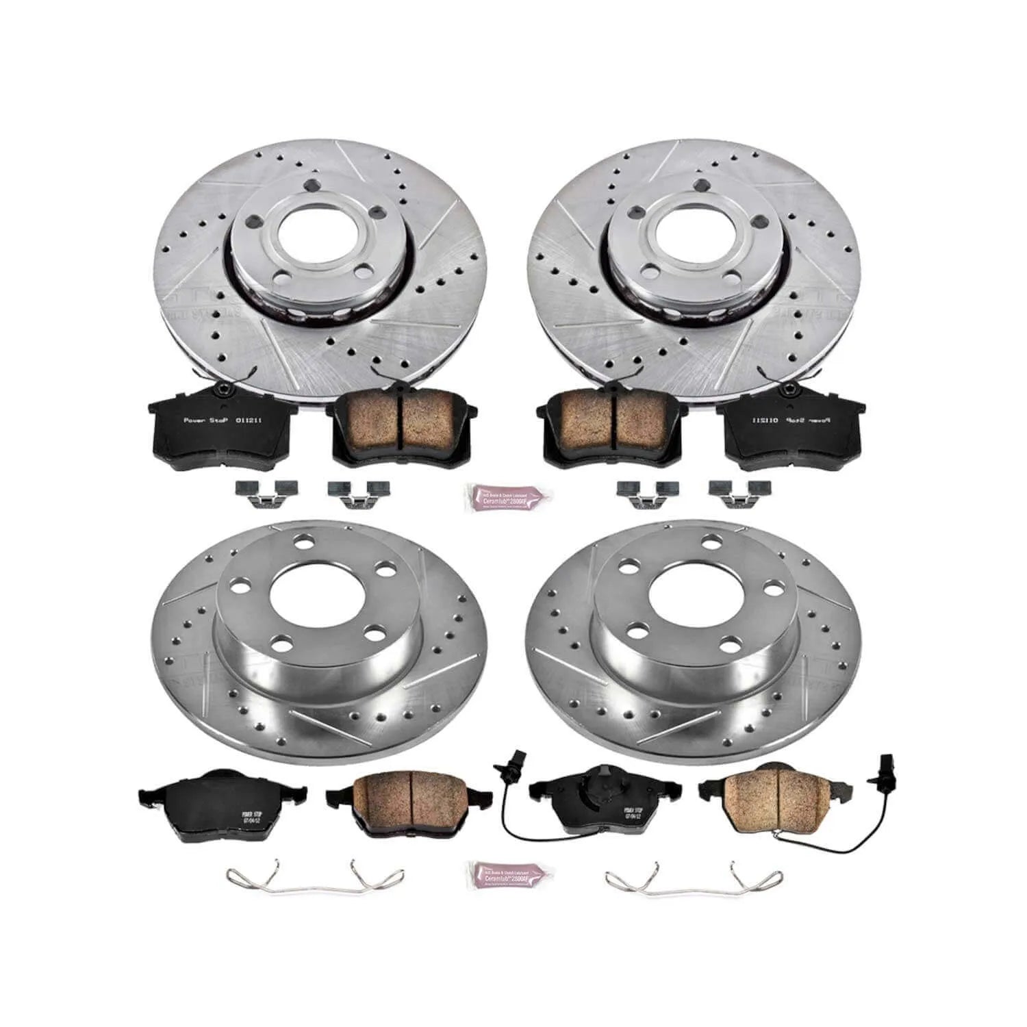 Power Stop K2800 - Z23 Evolution Sport Performance 1-Click Brake Kit With Hardware (Front And Rear)