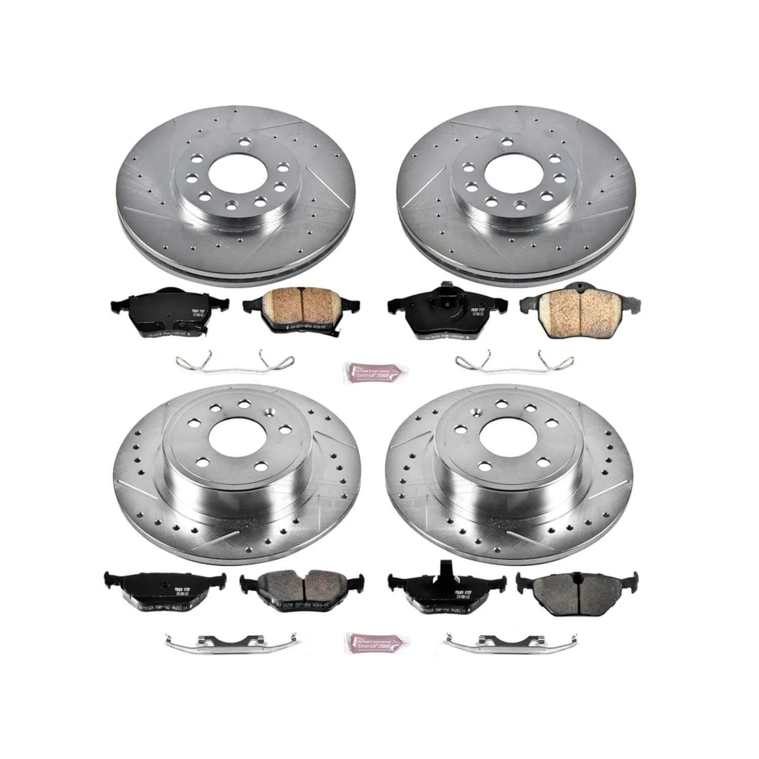 Power Stop K2808 - Z23 Evolution Sport Performance 1-Click Brake Kit With Hardware (Front And Rear)