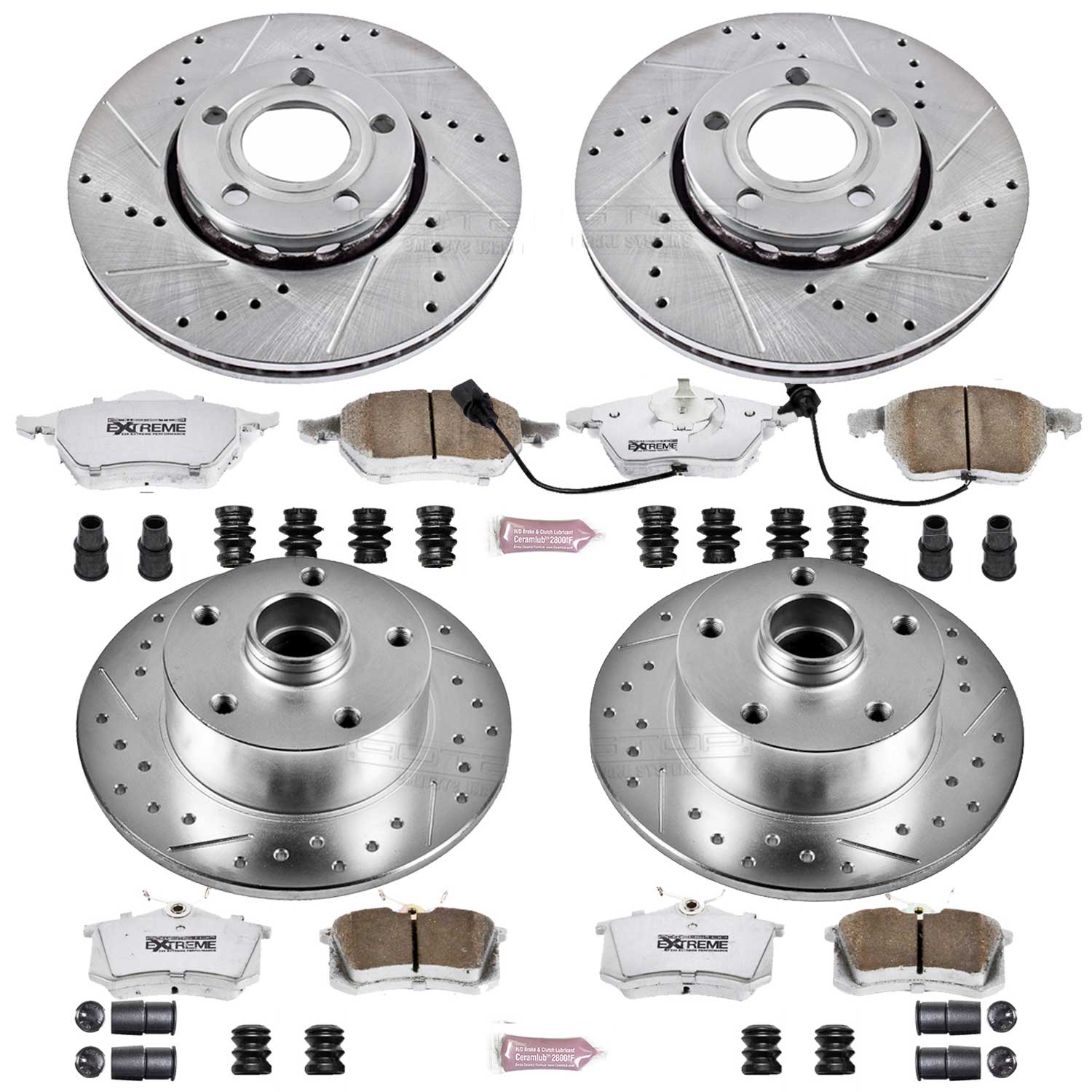 Power Stop K2825-26 Z26 Extreme Street Warrior 1-Click Brake Kit (Front And Rear) for 1999-2001 Audi A4 product image