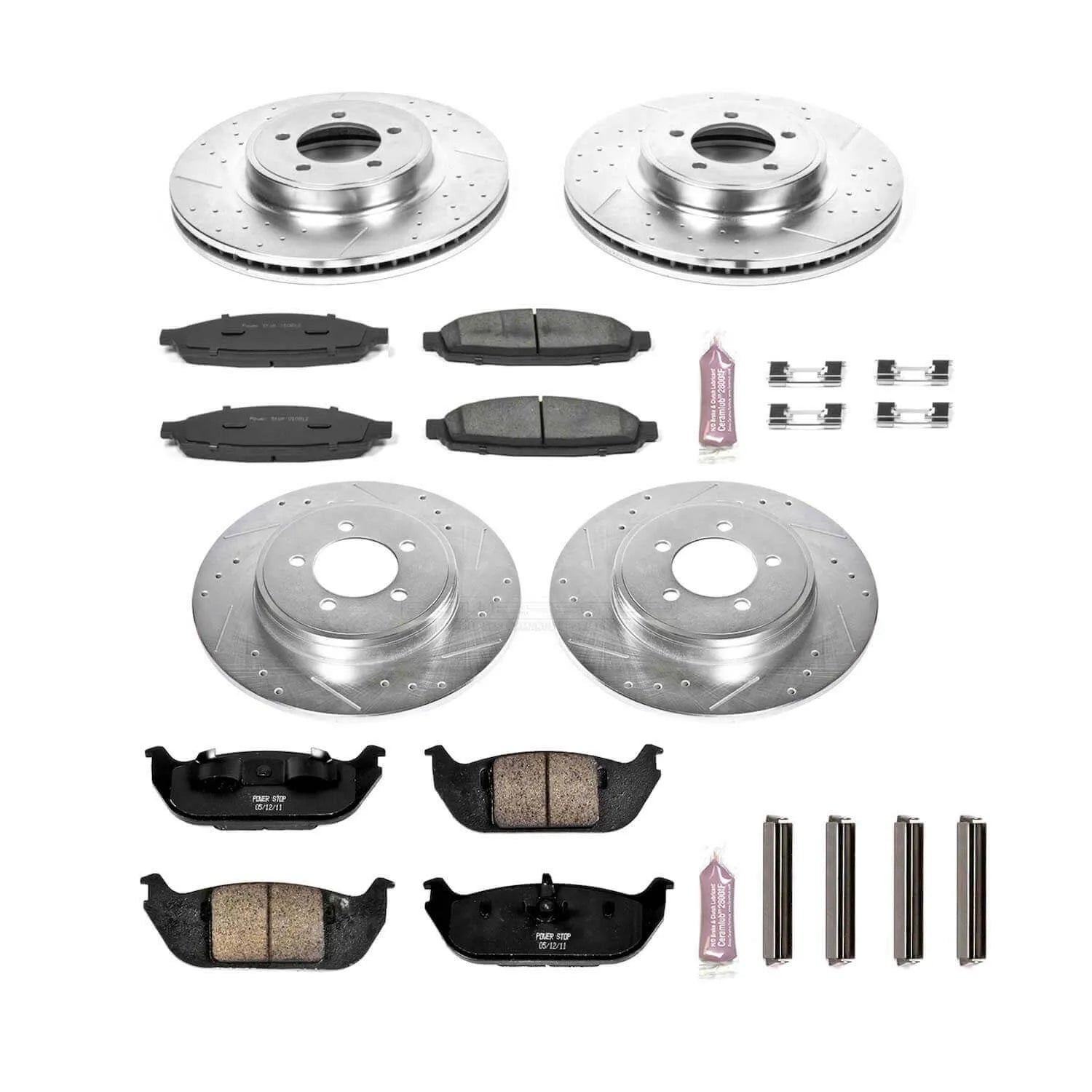 Power Stop K2839 - Z23 Evolution Sport Performance 1-Click Brake Kit With Hardware (Front And Rear)