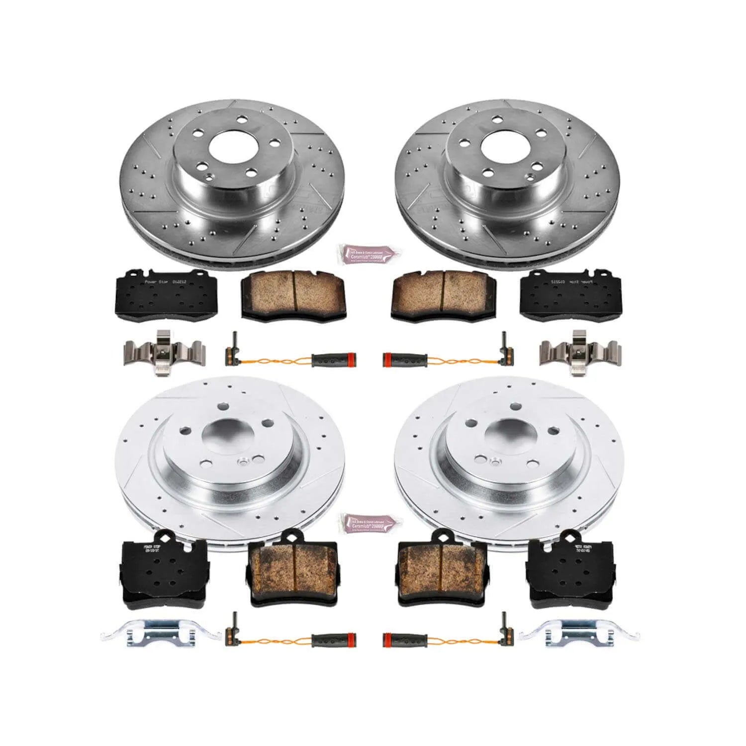 Power Stop K2851 - Z23 Evolution Sport Performance 1-Click Brake Kit With Hardware (Front And Rear)
