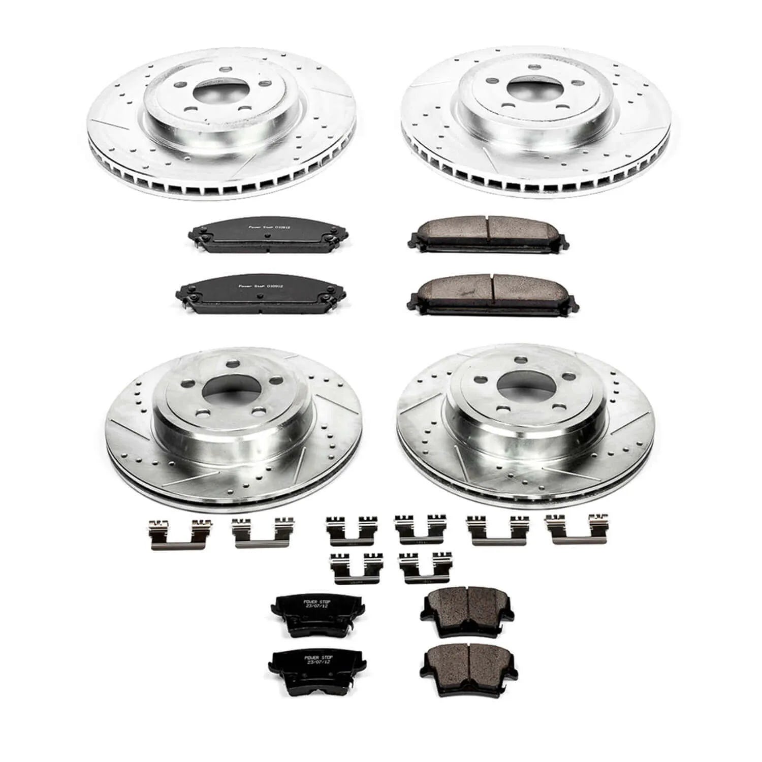 Power Stop K2853 - Z23 Evolution Sport Performance 1-Click Brake Kit With Hardware (Front And Rear)