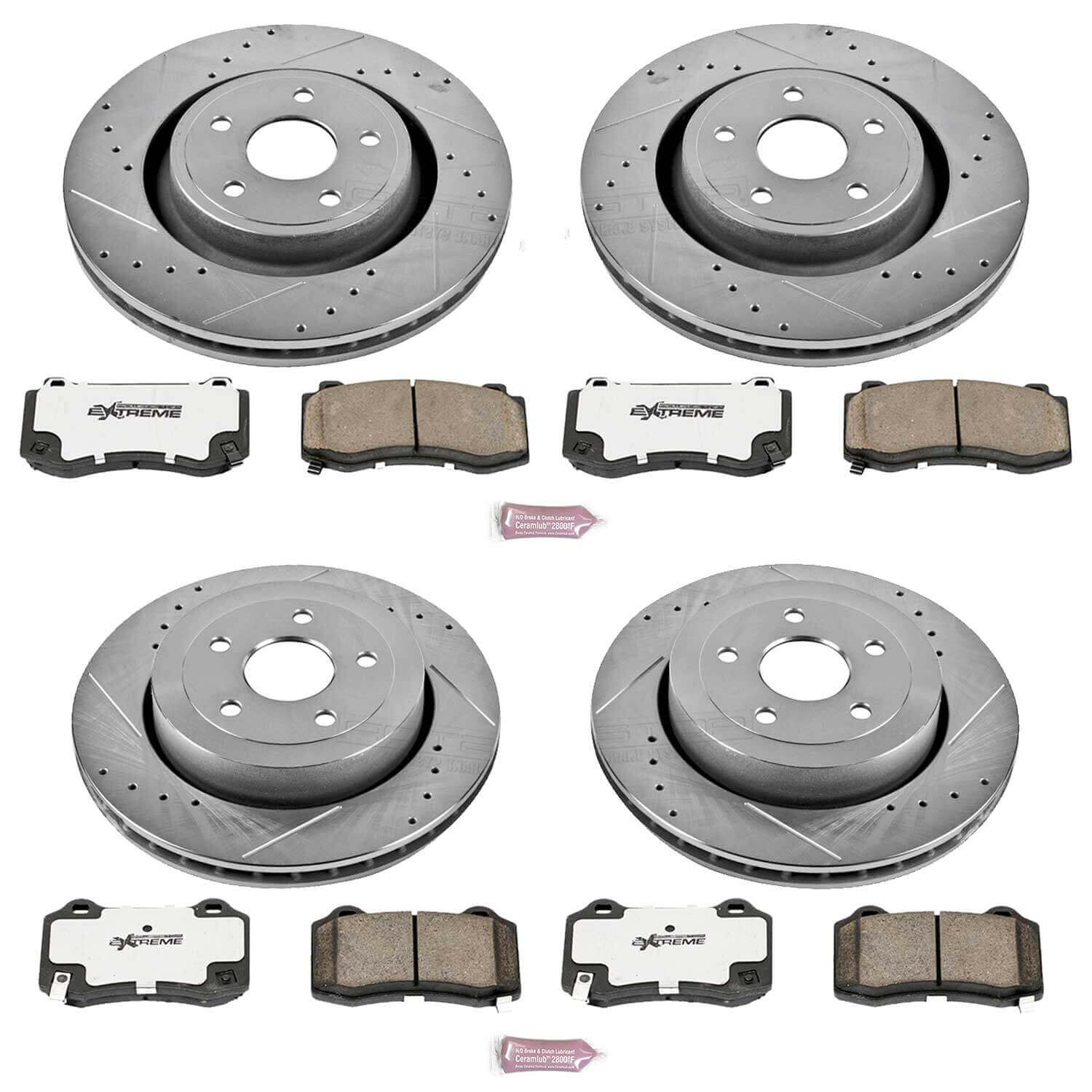 Power Stop K2876-26 Z26 Extreme Street Warrior 1-Click Brake Kit (Front And Rear) for 2006-2010 Jeep Grand Cherokee SRT8 product image