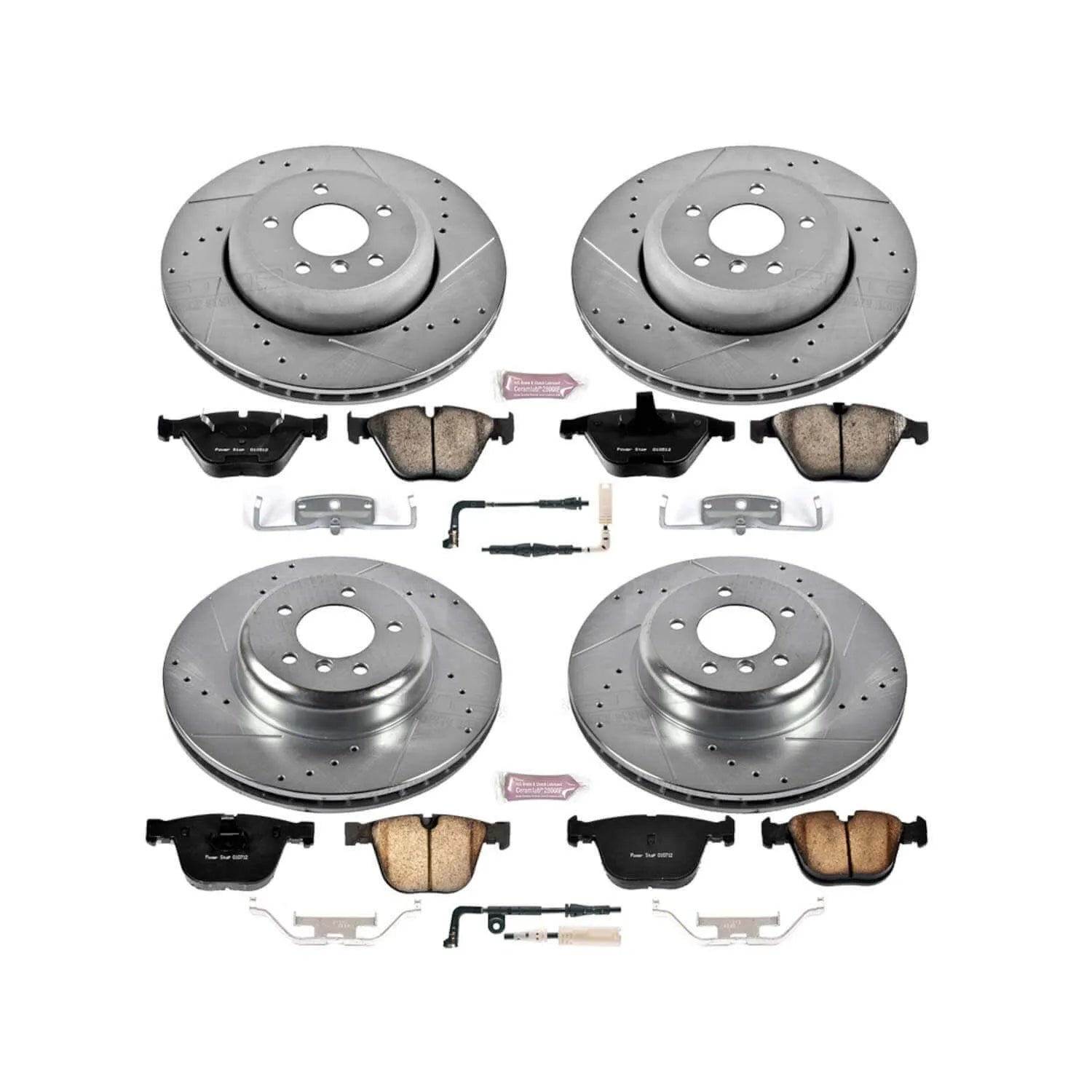 Power Stop K2877 - Z23 Evolution Sport Performance 1-Click Brake Kit With Hardware (Front And Rear)