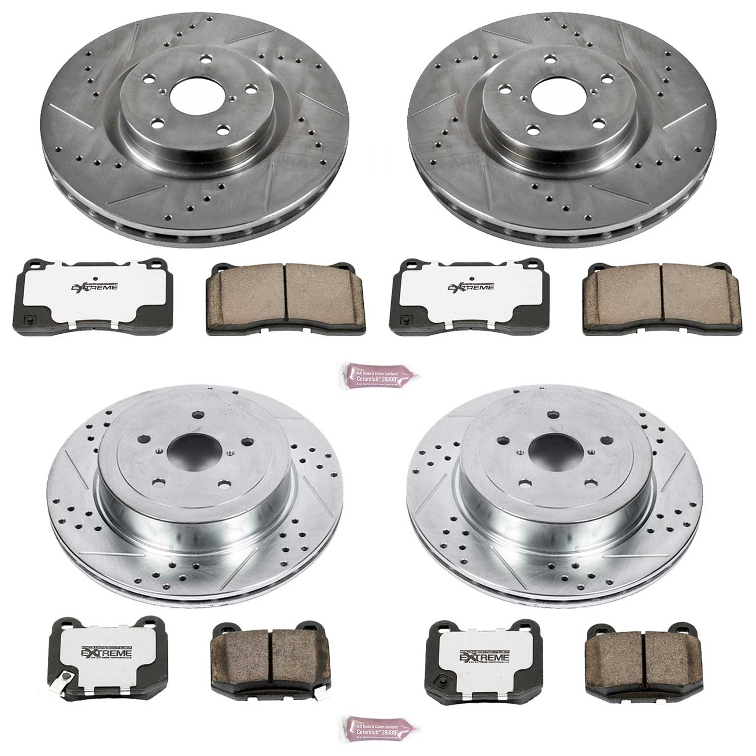 Power Stop K2896-26 Z26 Extreme Street Warrior 1-Click Brake Kit (Front And Rear) for 2005-2007 Subaru Impreza Wrx Sti product image
