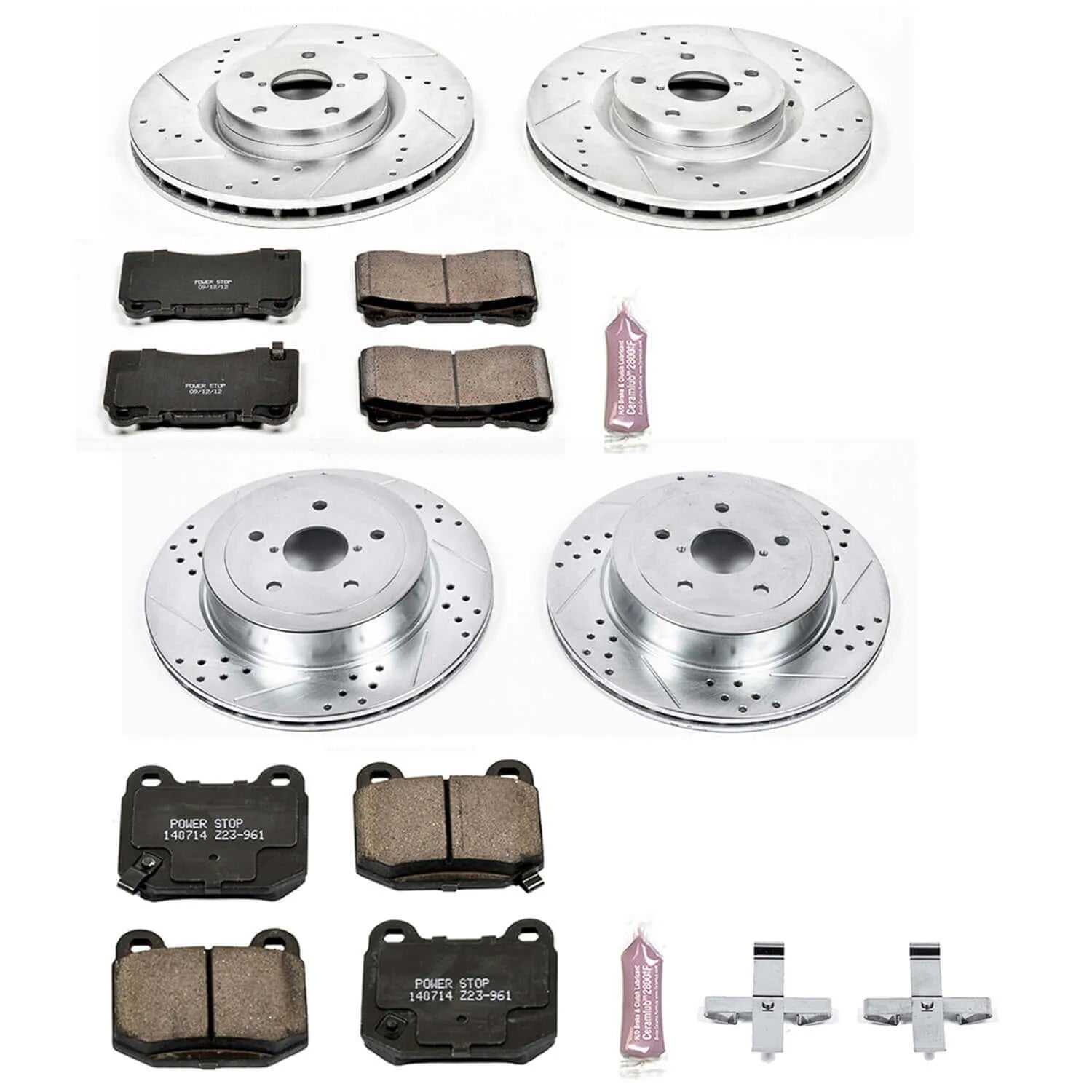 Power Stop K2896 - Z23 Evolution Sport Performance 1-Click Brake Kit With Hardware (Front And Rear)