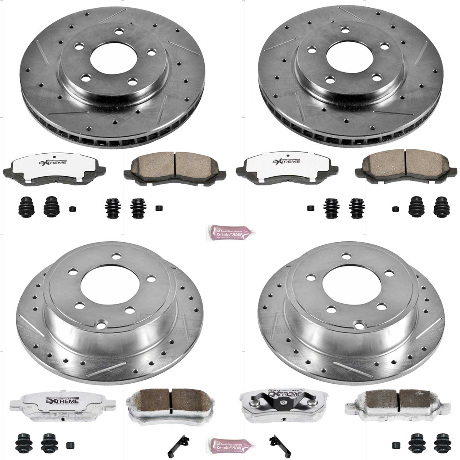 Power Stop K4017-26 Z26 Extreme Street Warrior 1-Click Brake Kit (Front And Rear) for 2008-2017 Mitsubishi Lancer product image