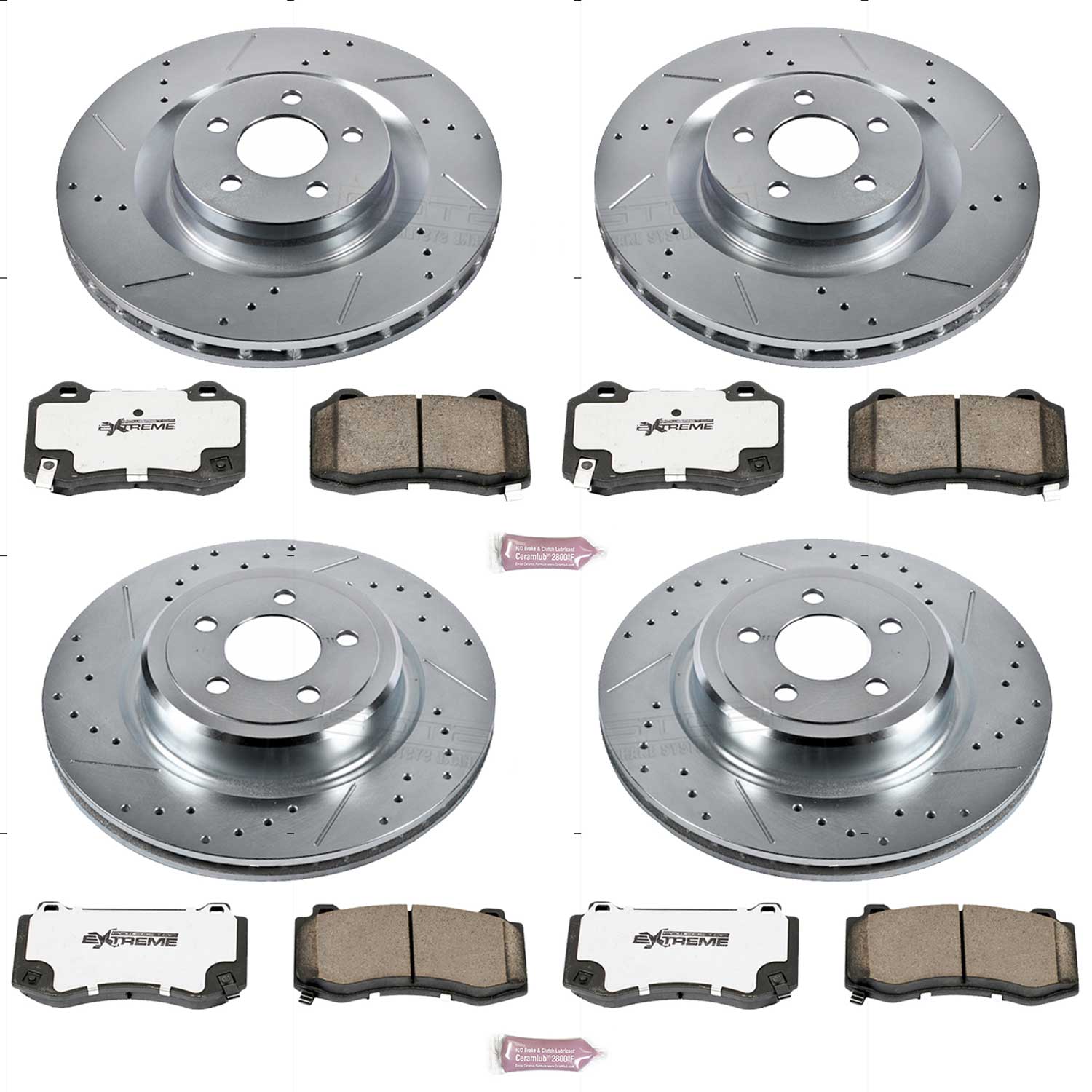 Power Stop K4023-26 Z26 Extreme Street Warrior 1-Click Brake Kit (Front And Rear) for 2005-2023 Chrysler 300 product image