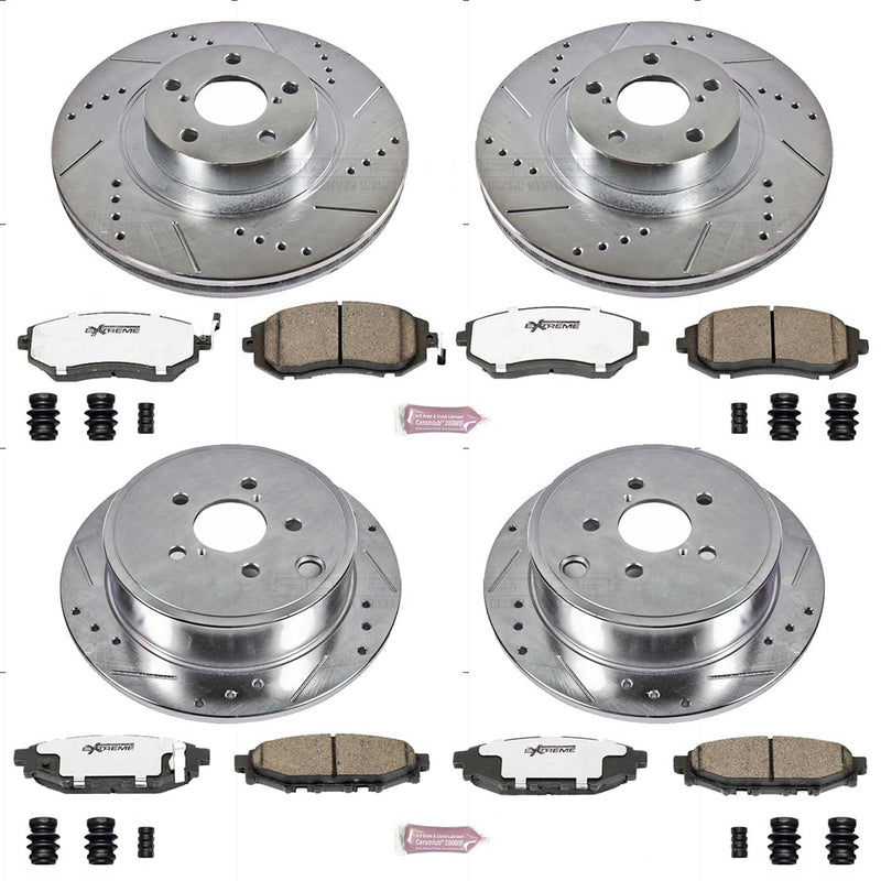 Power Stop K4077-26 Z26 Extreme Street Warrior 1-Click Brake Kit (Front And Rear) for 2008-2012 Subaru Forester product image