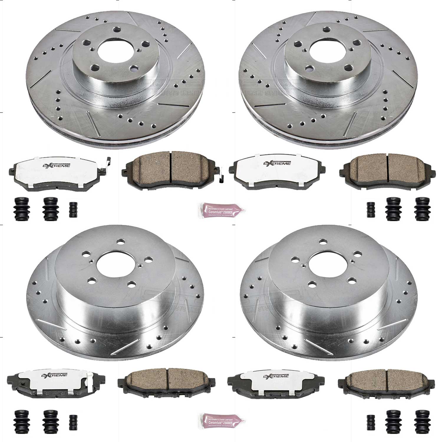 Power Stop K4079-26 Z26 Extreme Street Warrior 1-Click Brake Kit (Front And Rear) for 2005-2009 Subaru Legacy 2.5I product image