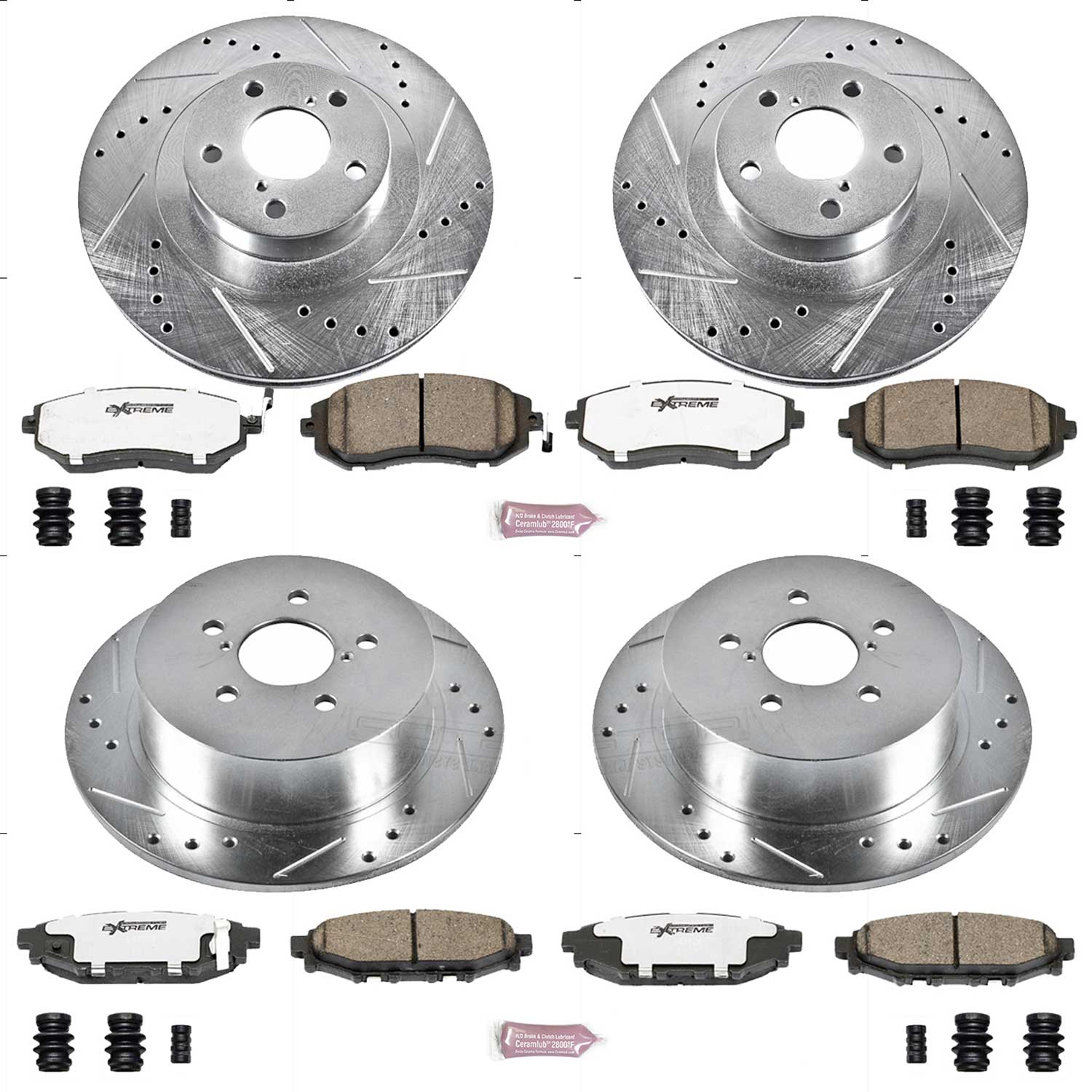 Power Stop K4081-26 Z26 Extreme Street Warrior 1-Click Brake Kit (Front And Rear) for 2005 Subaru Legacy I product image