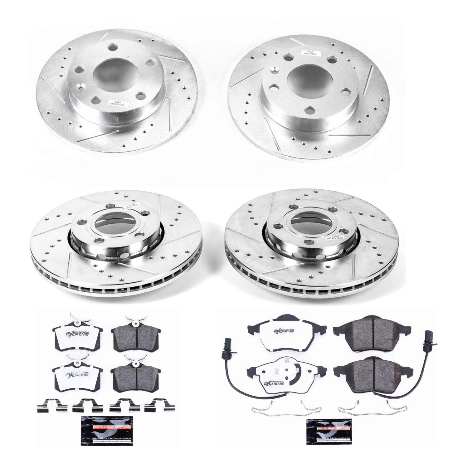 Power Stop K4196-26 Z26 Extreme Street Warrior 1-Click Brake Kit (Front And Rear) for 2005 Audi A4 Cabriolet product image
