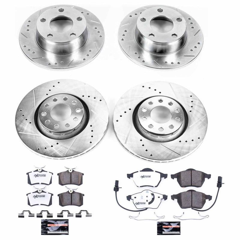 Power Stop K4197-26 Z26 Extreme Street Warrior 1-Click Brake Kit (Front And Rear) for 1999-2004 Audi A6 product image