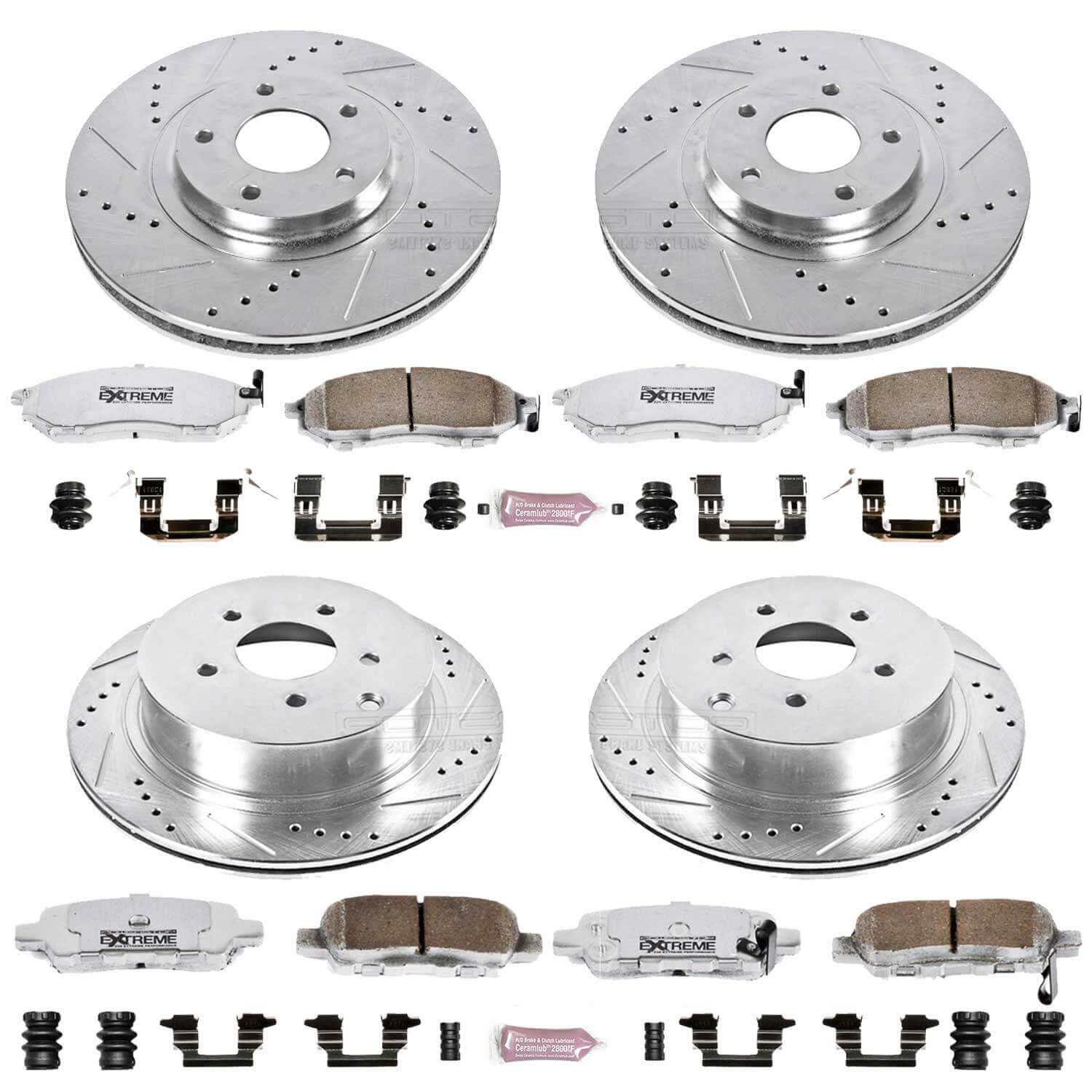 Power Stop K4476-26 Z26 Extreme Street Warrior 1-Click Brake Kit (Front And Rear) for 2011-2014 Nissan Murano Convertible Suv product image