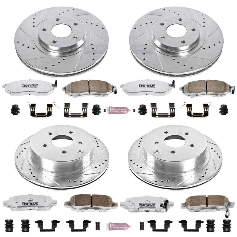 Power Stop K4476-26 Z26 Extreme Street Warrior 1-Click Brake Kit (Front And Rear) for 2011-2014 Nissan Murano Convertible Suv product image