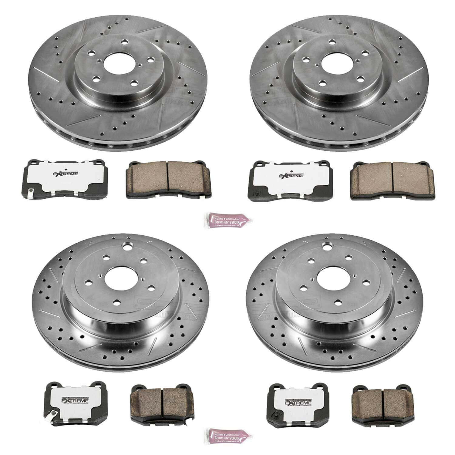 Power Stop K4490-26 Z26 Extreme Street Warrior 1-Click Brake Kit (Front And Rear) for 2008-2020 Subaru Impreza Wrx Sti product image