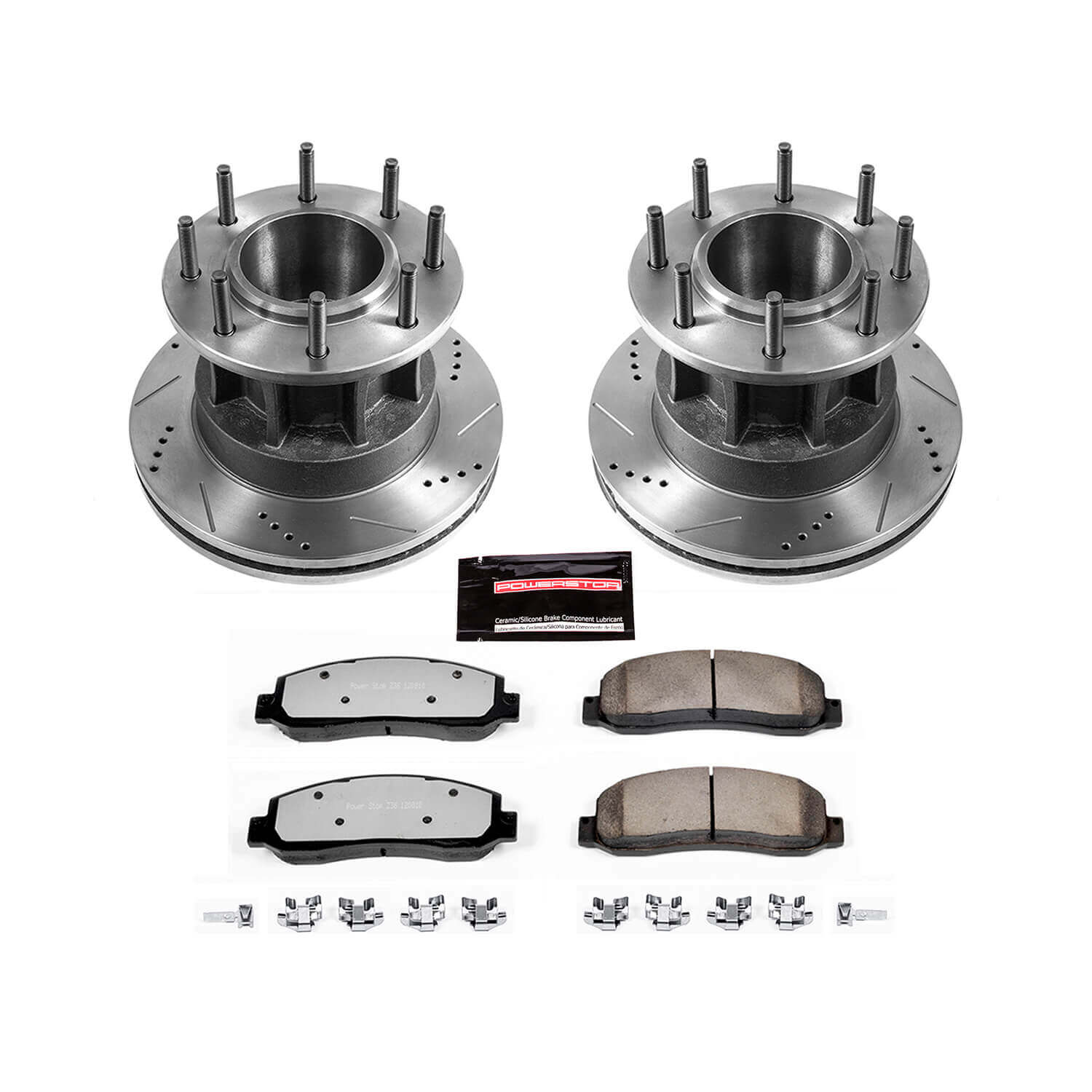 Power Stop K4597-36 Z36 Severe-Duty Truck And Tow 1-Click Drilled And Slotted Front Brake Kit for 2005-2007 Ford F-350 Super Duty product image