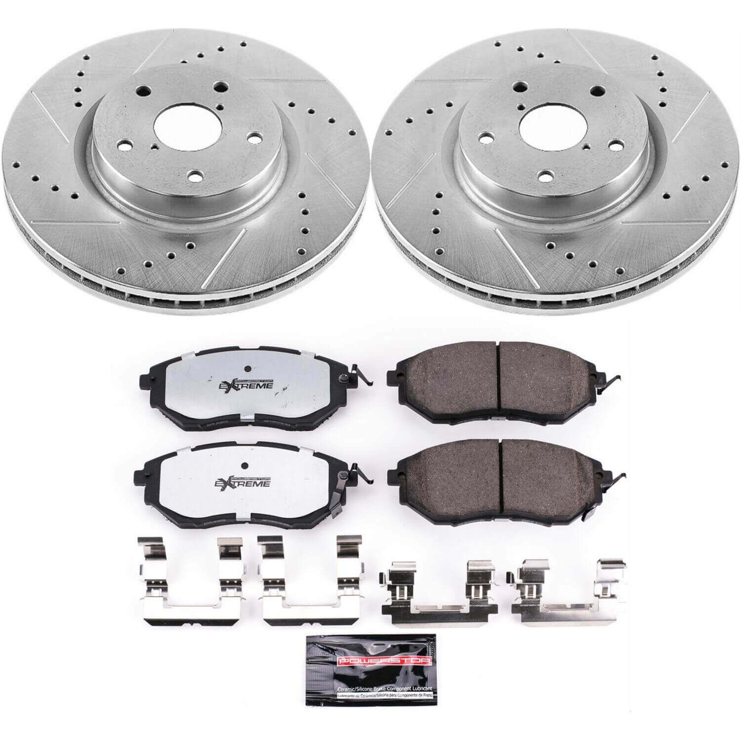 Power Stop K4603-26 Z26 Street Warrior 1-Click Front Brake Kit for 2006-2021 Subaru B9 Tribeca product image